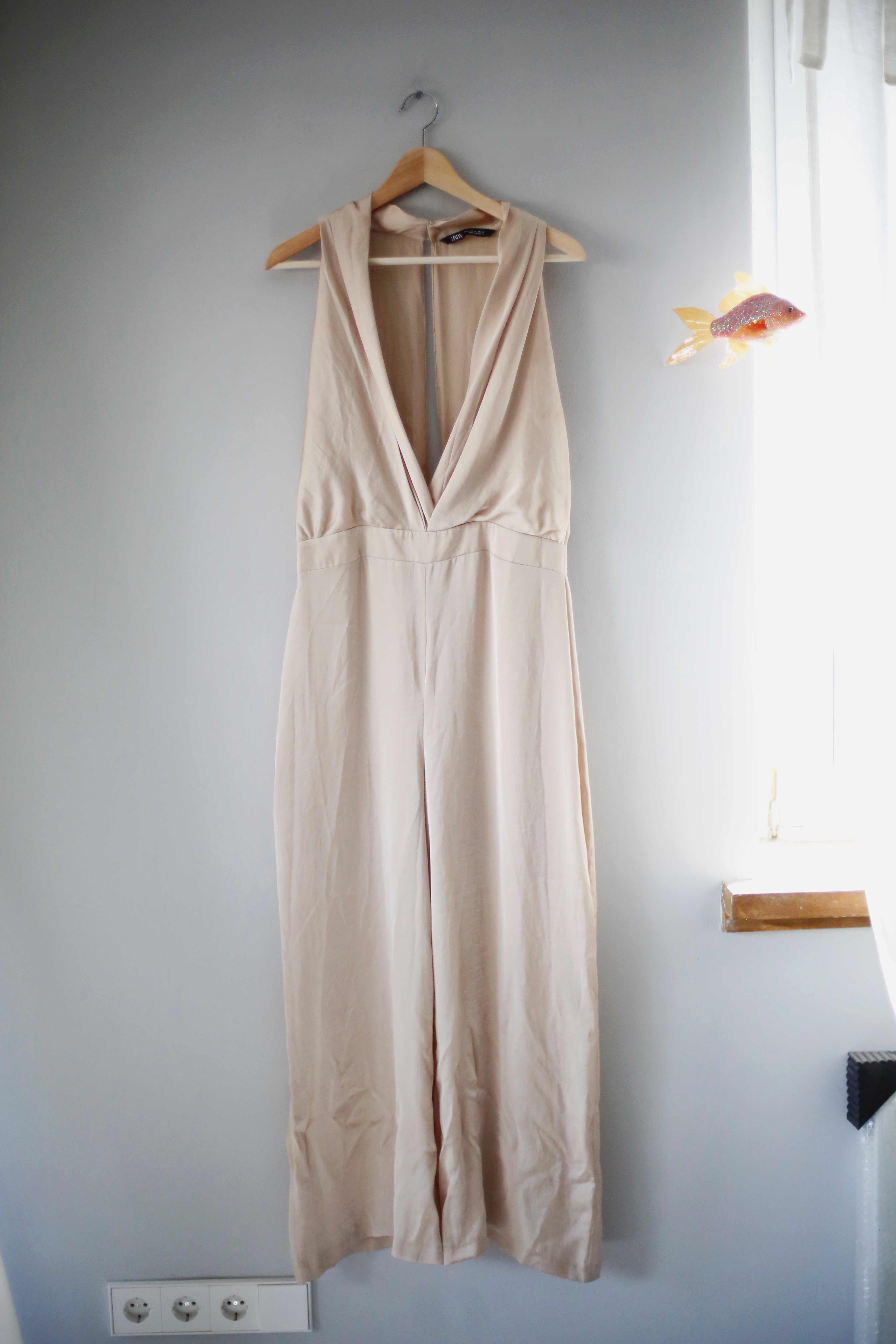 Zara Anzug Creme Beige 40 L Einteiler Overall Hosenanzug