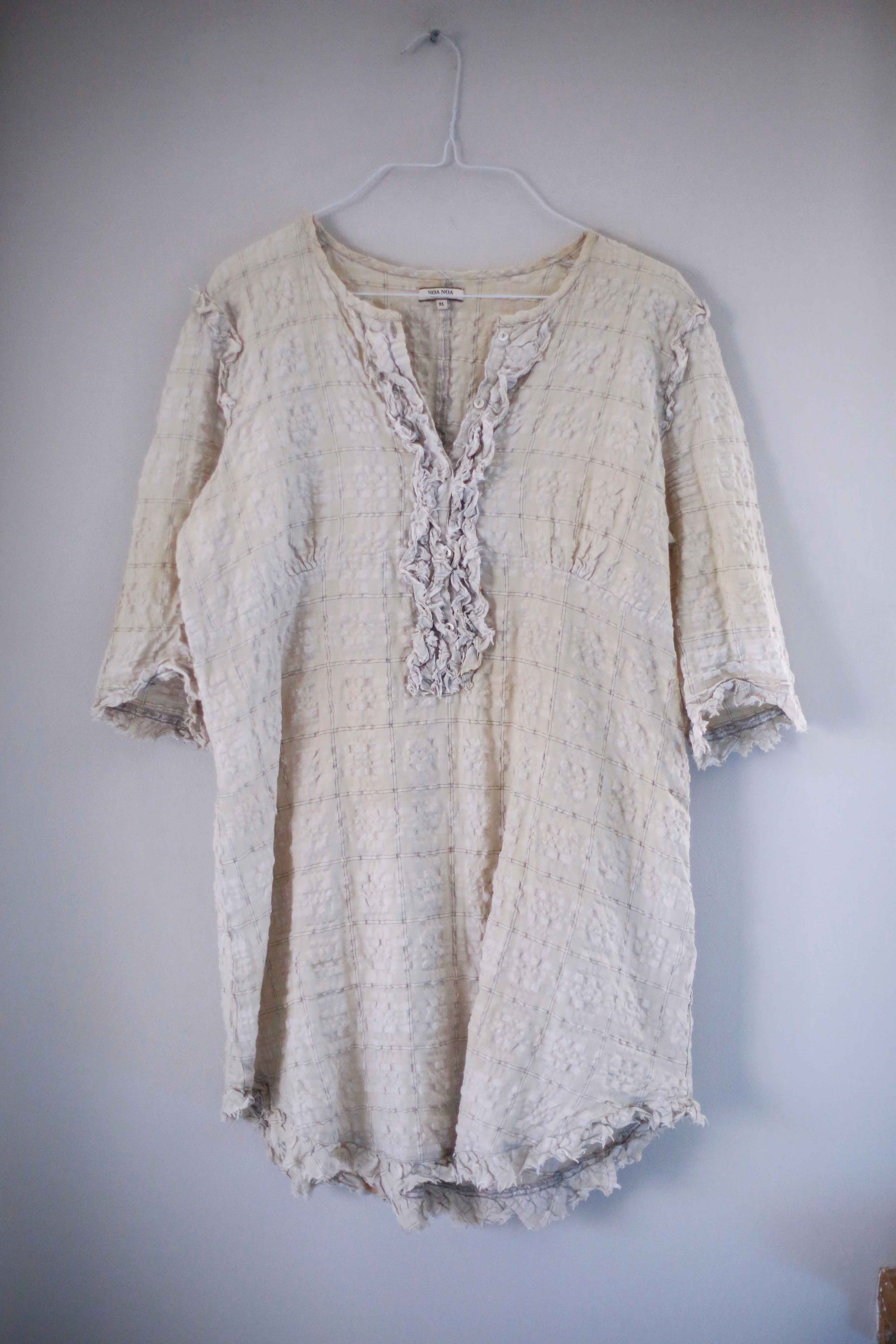 Noa Noa Shirt Oberteil Creme Beige XL Midi T-Shirt Taupe