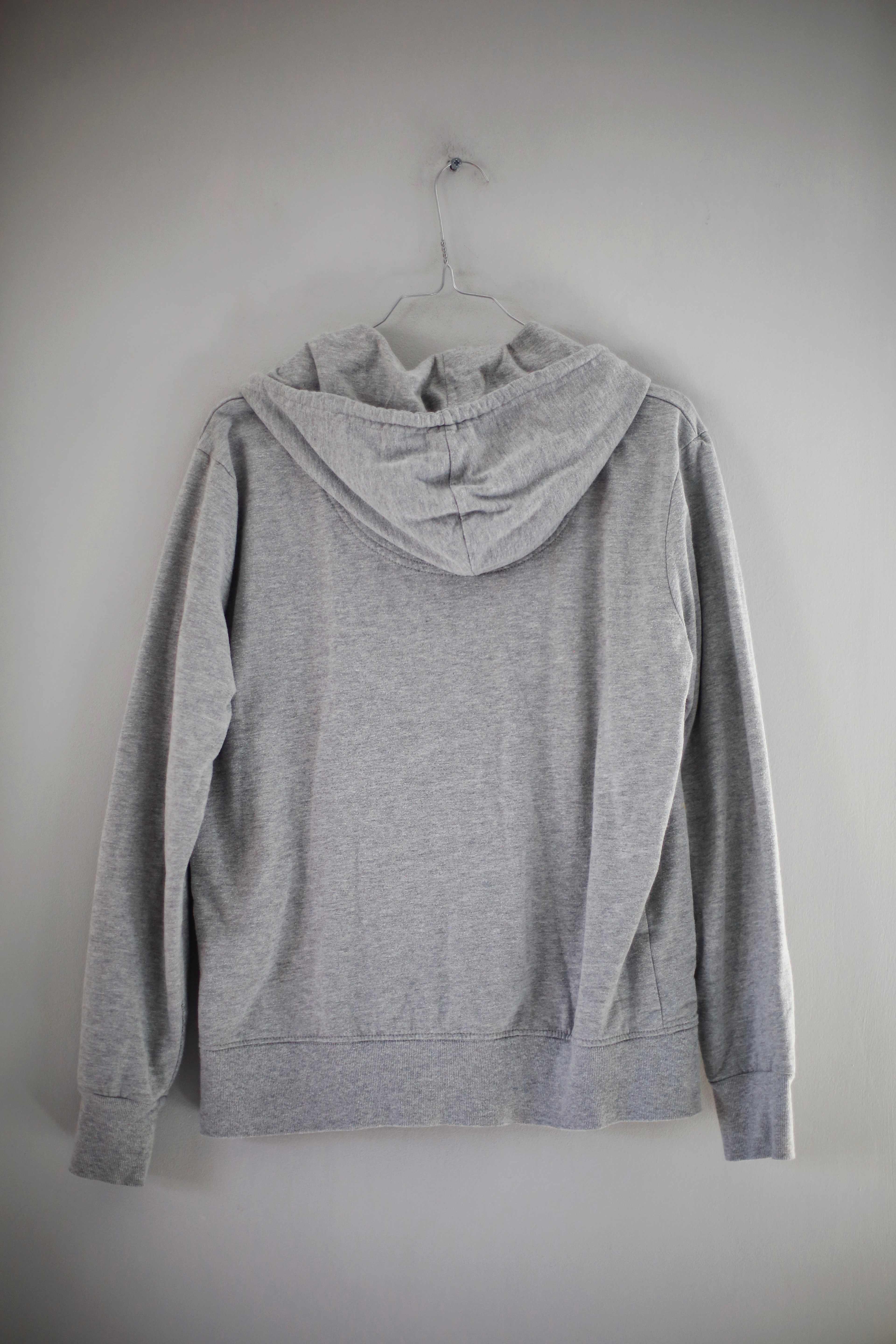 Desigual Strickjacke Hoodie Grau Zipper bestickt 38 M Cardigan Sweater