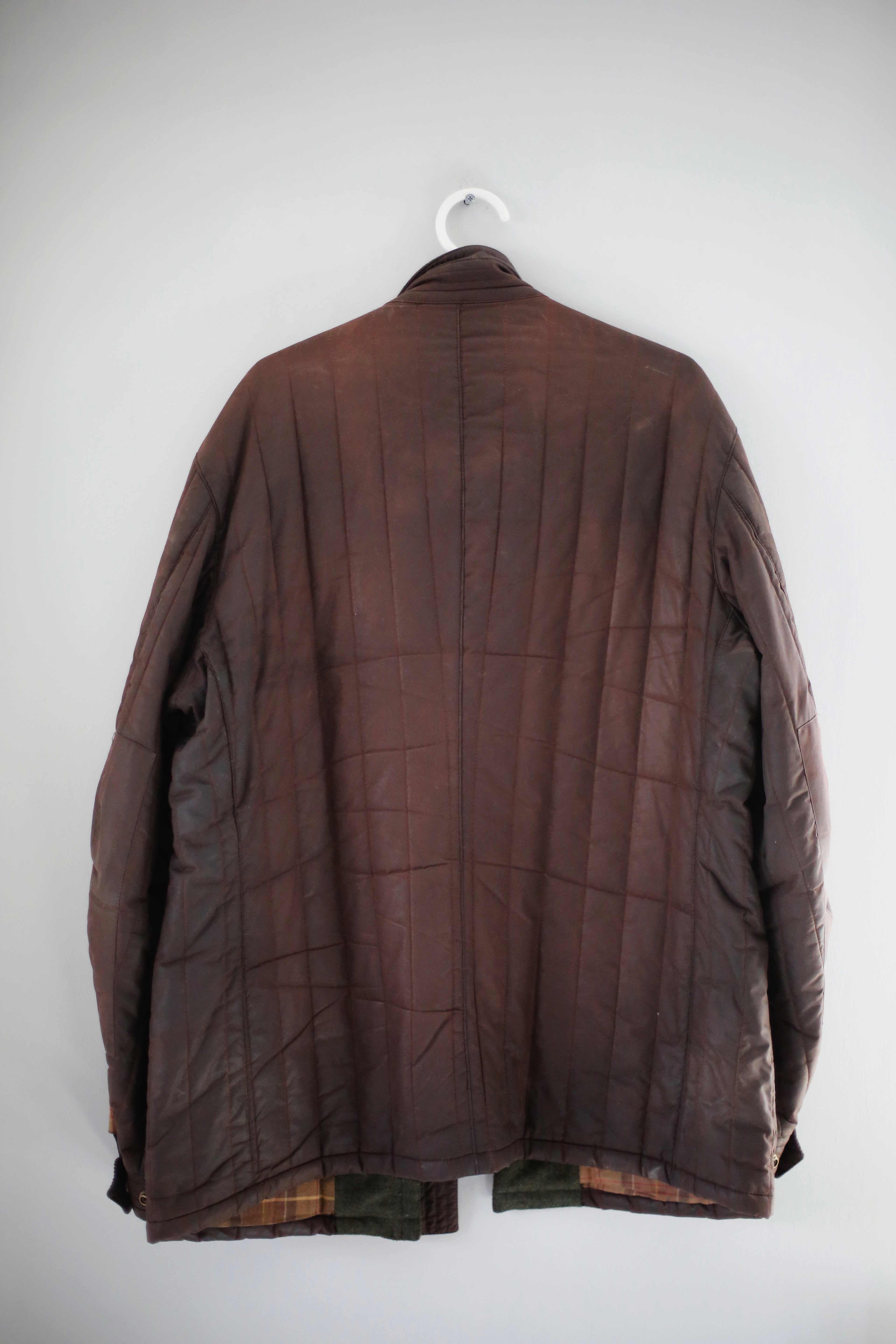 Barbour Steppjacke Braun Wachsjacke XXL gesteppt gewachst Dunkelbraun Regenjacke