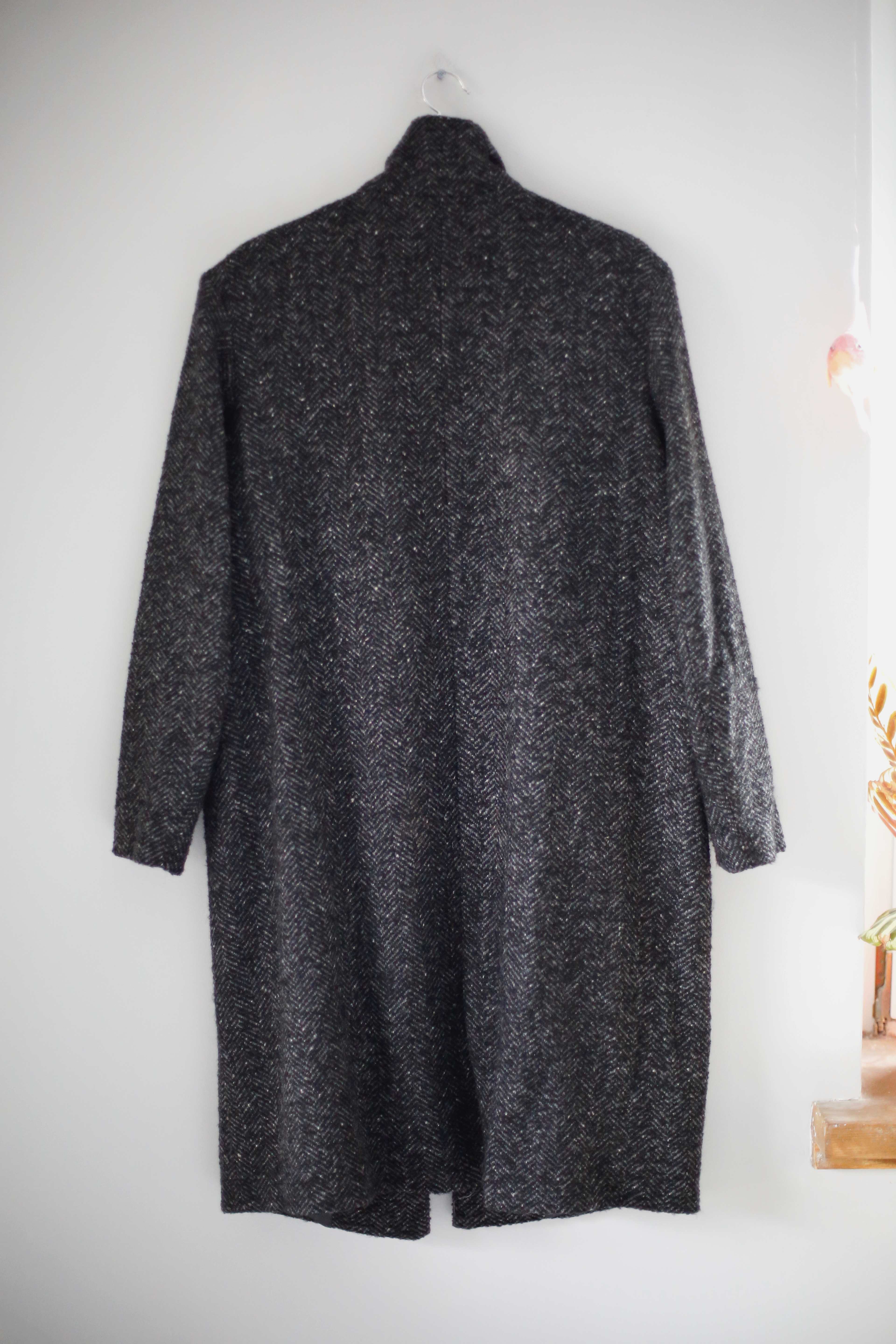 Closed Mantel Wollmantel Schurwolle 38 M Schwarz Grau Hahnentritt Jacke