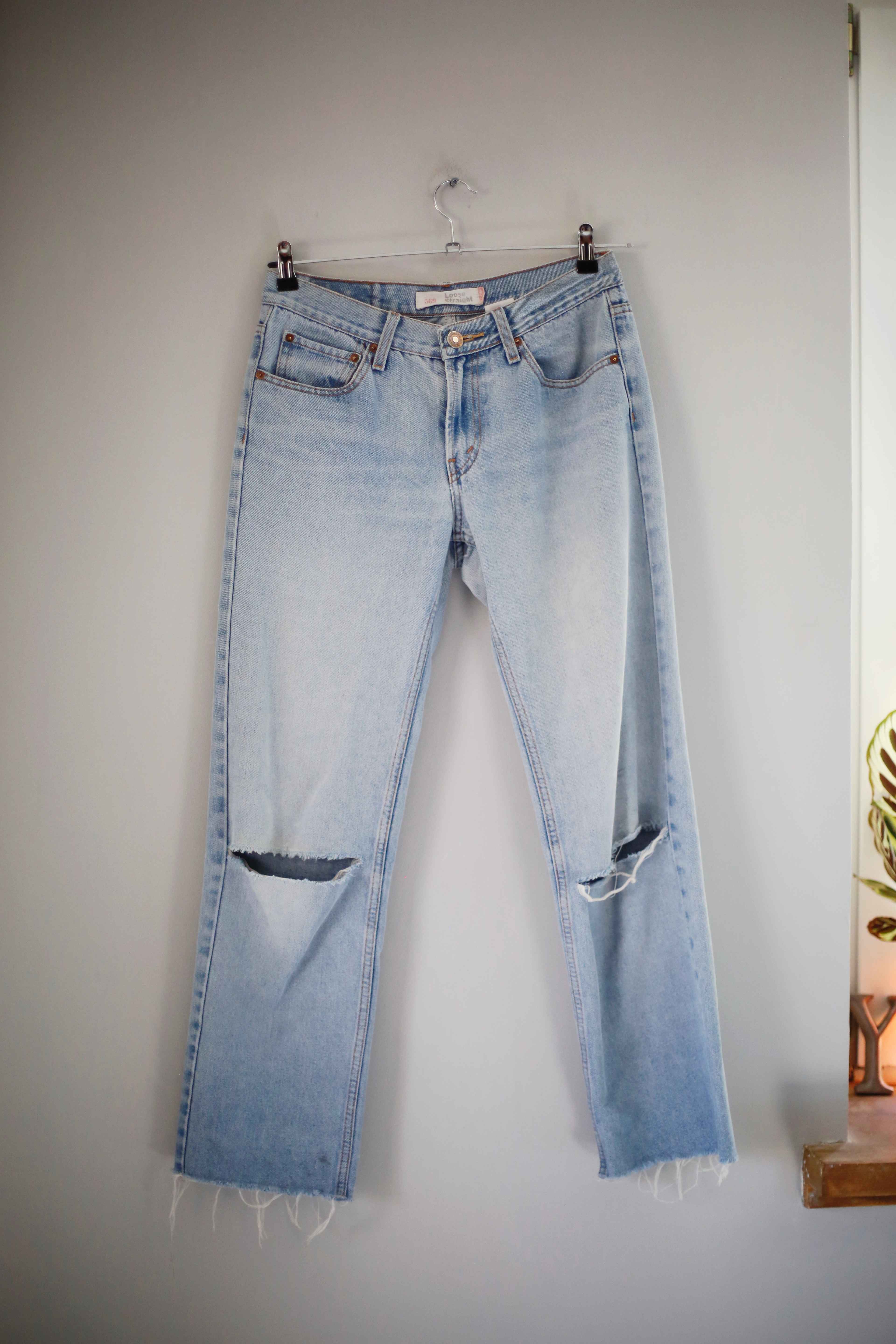 Levis Loose Straight Hose Jeans 569 31 x 32 hellblau washed used