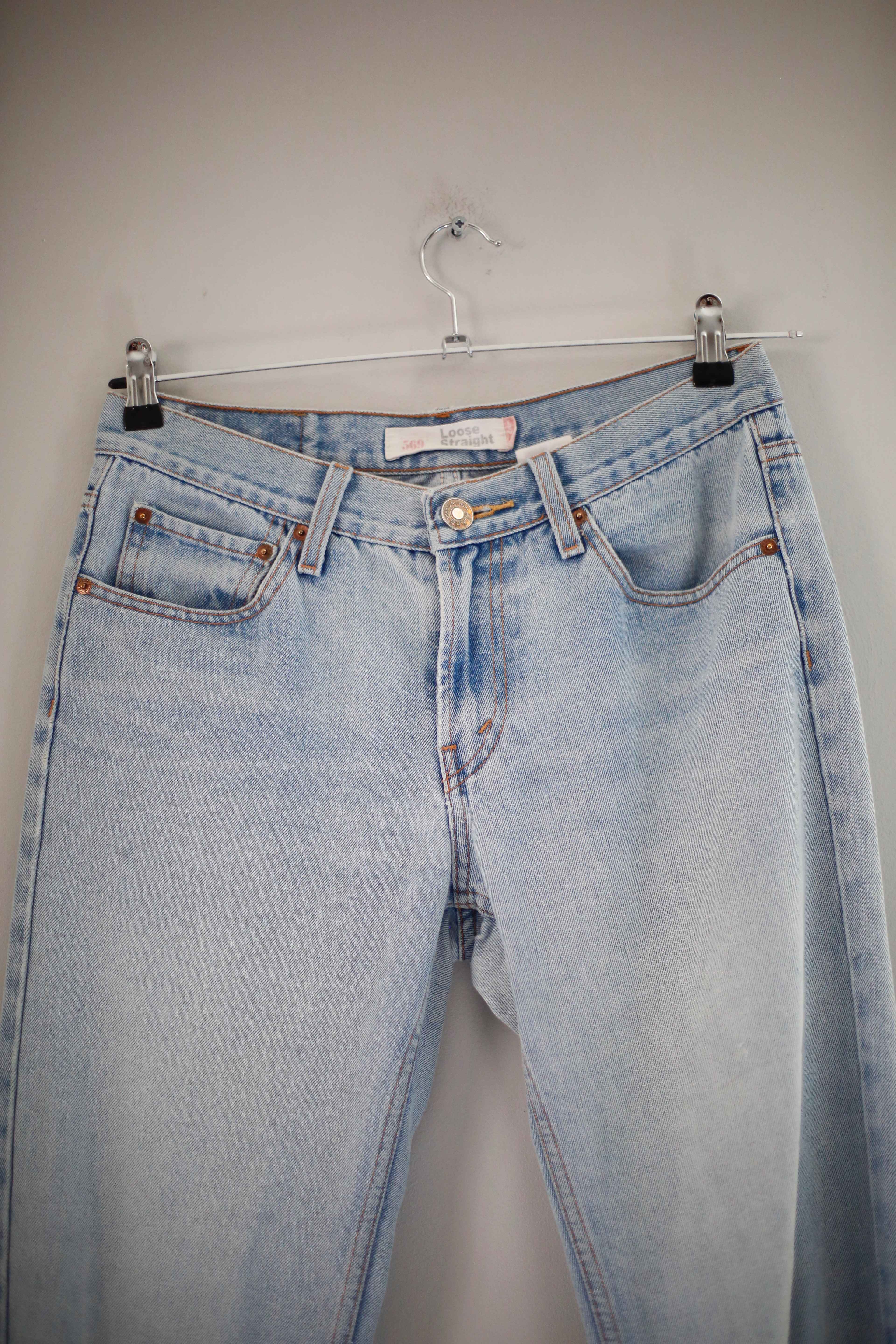 Levis Loose Straight Hose Jeans 569 31 x 32 hellblau washed used
