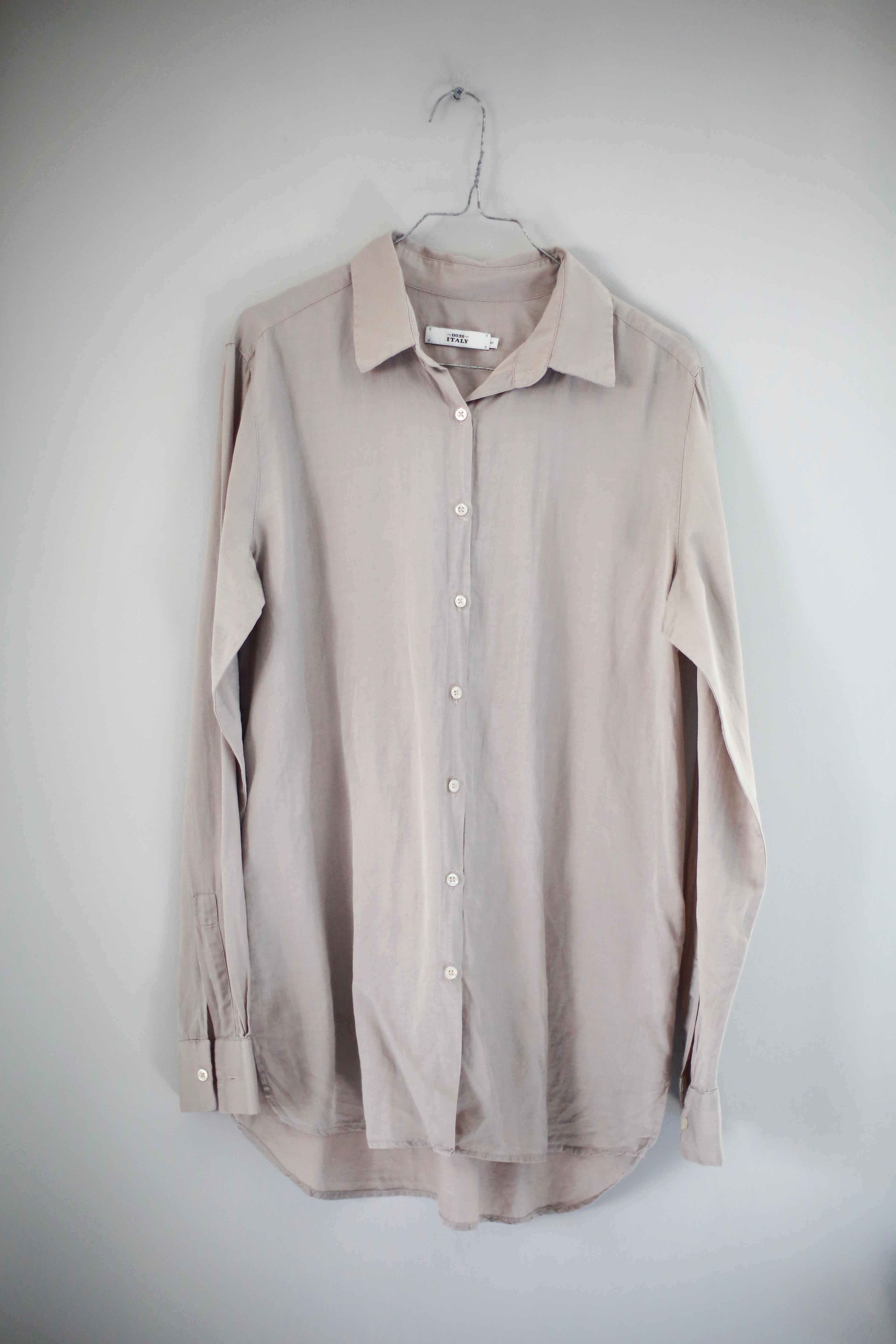 0039 Italy Bluse Shirt Oberteil Grau Taupe Obersized Hemd einfarbig
