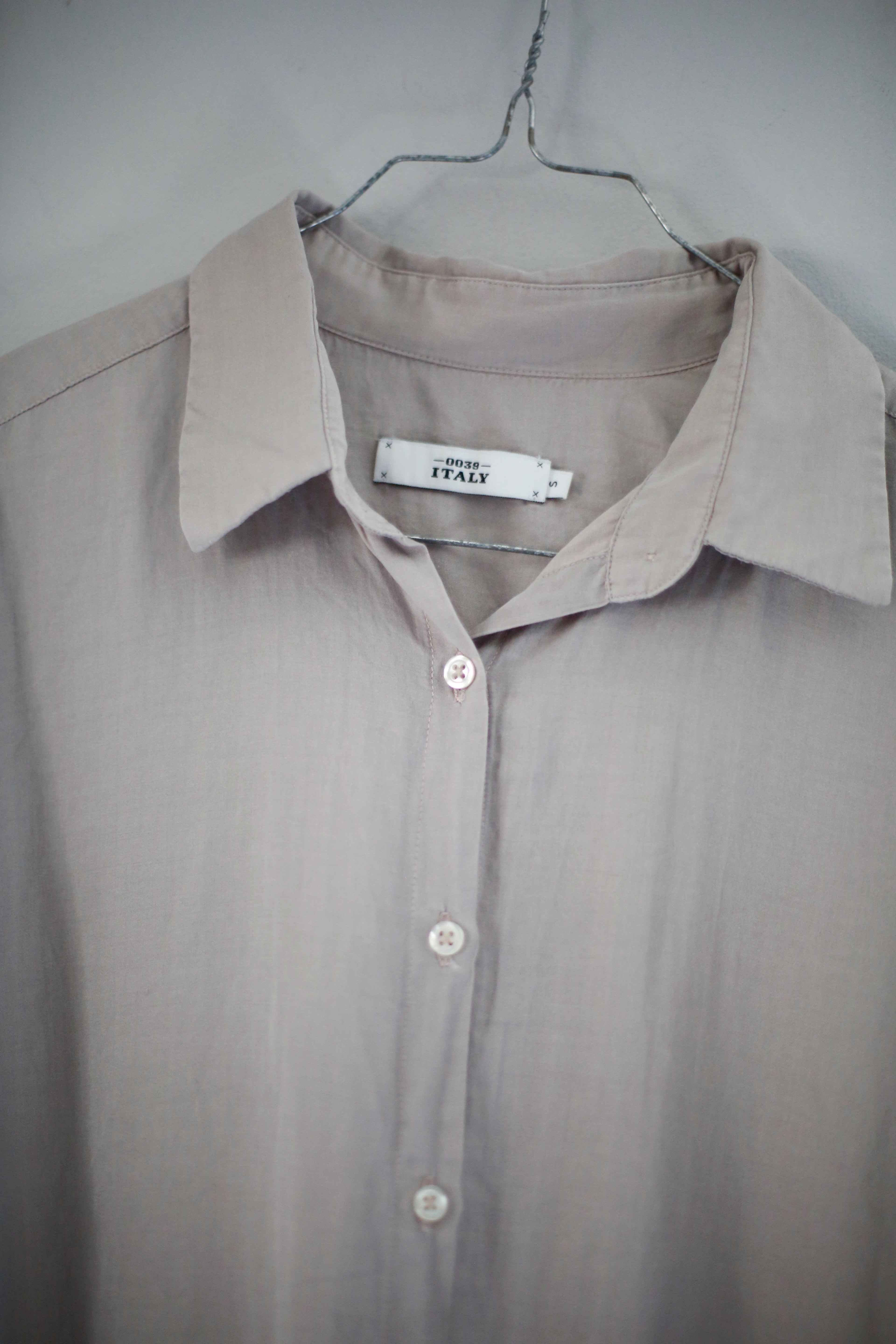 0039 Italy Bluse Shirt Oberteil Grau Taupe Obersized Hemd einfarbig