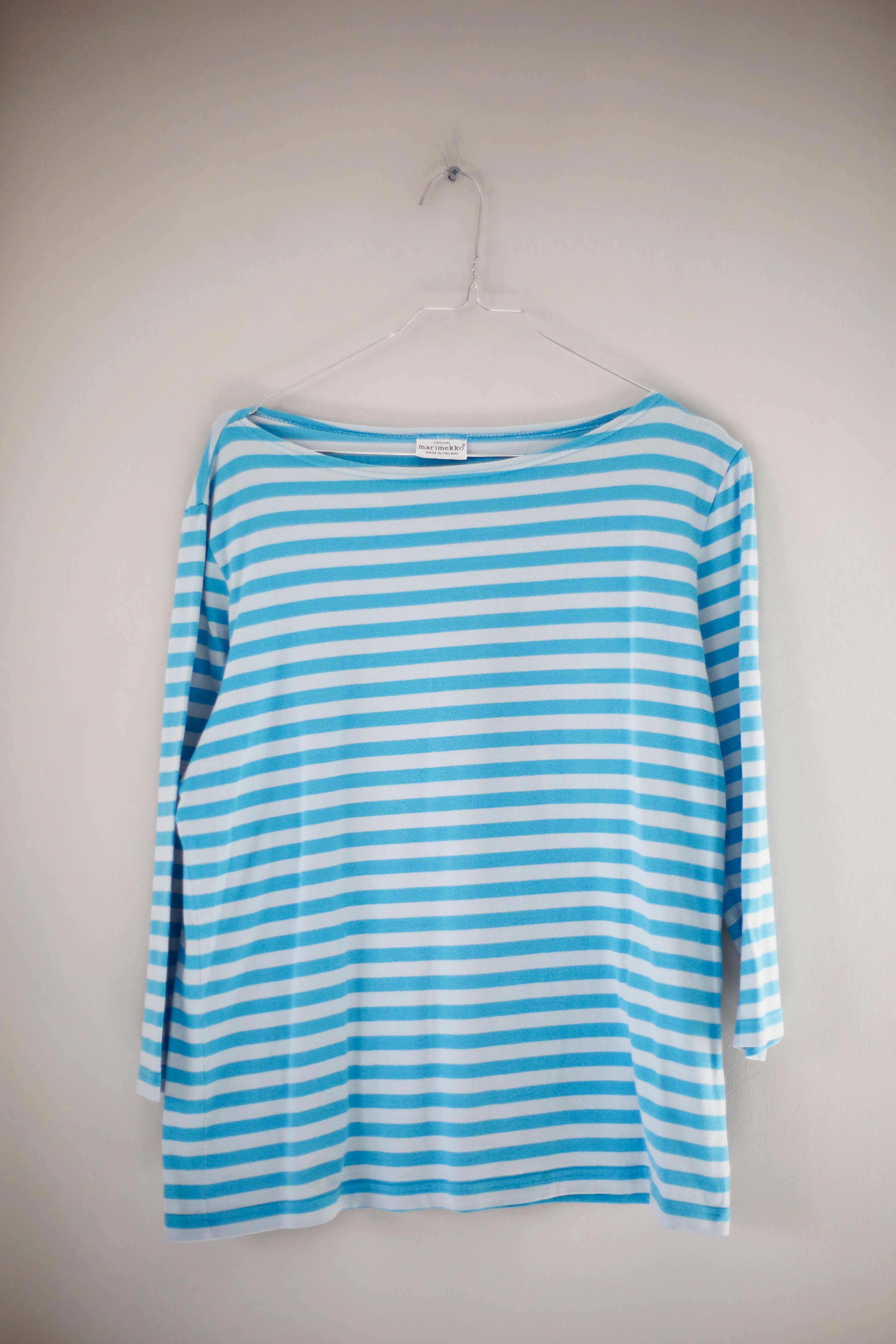 Marimekko Shirt Oberteil Blau Türkis gestreift Streifenshirt Longsleeve