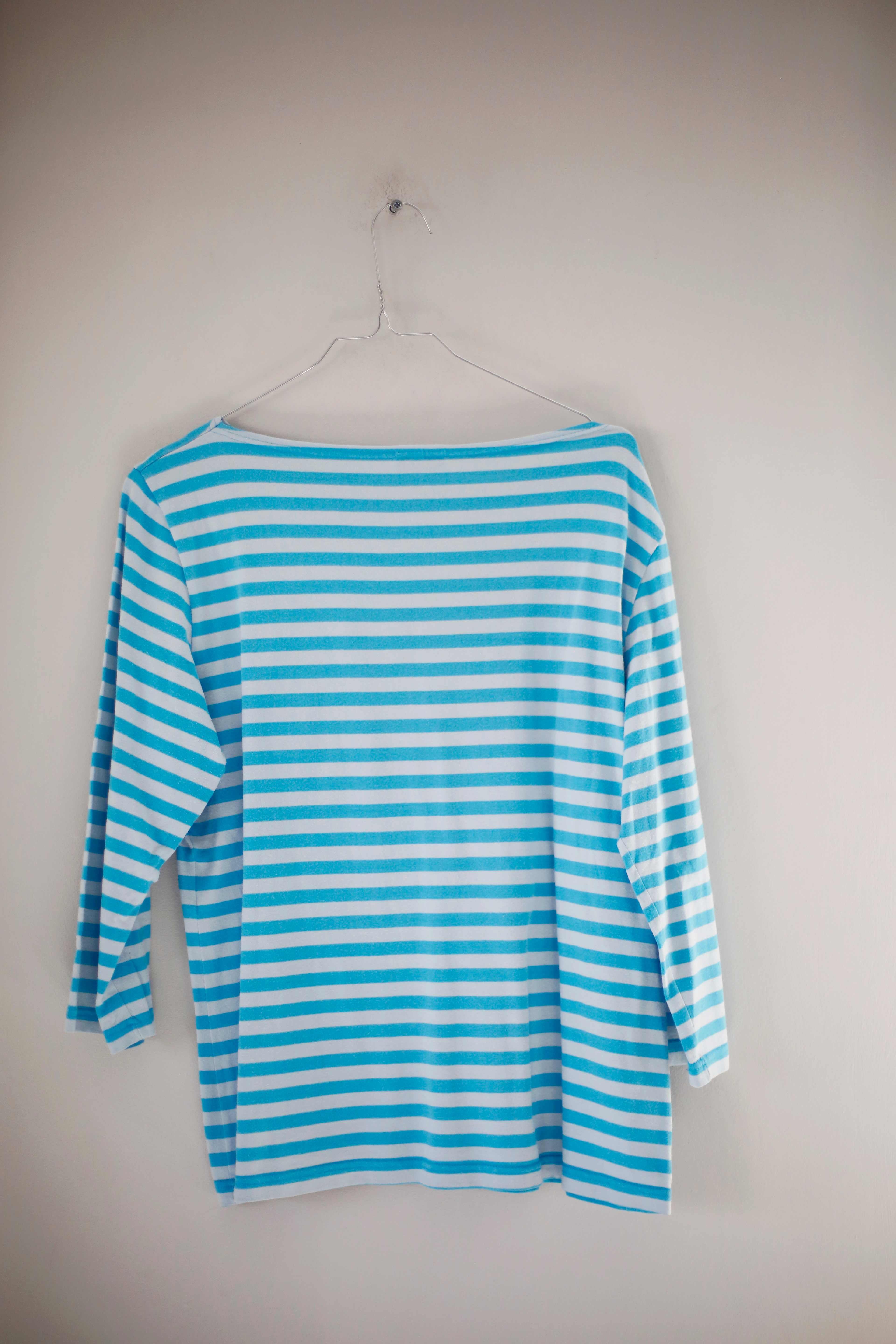Marimekko Shirt Oberteil Blau Türkis gestreift Streifenshirt Longsleeve