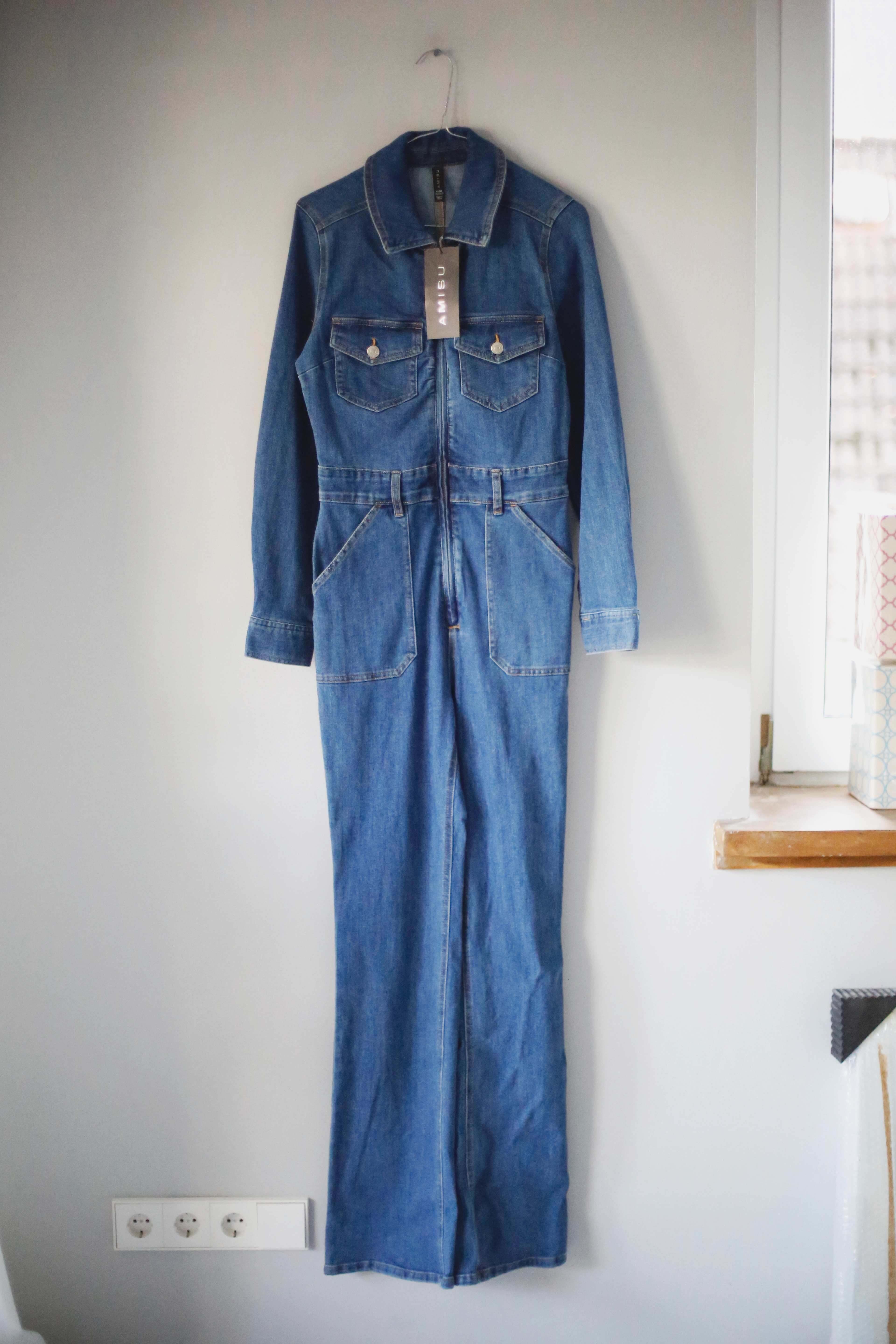 Amisu Anzug Einteiler Overall Jeansoverall Neu 38 M 70s Denimlook