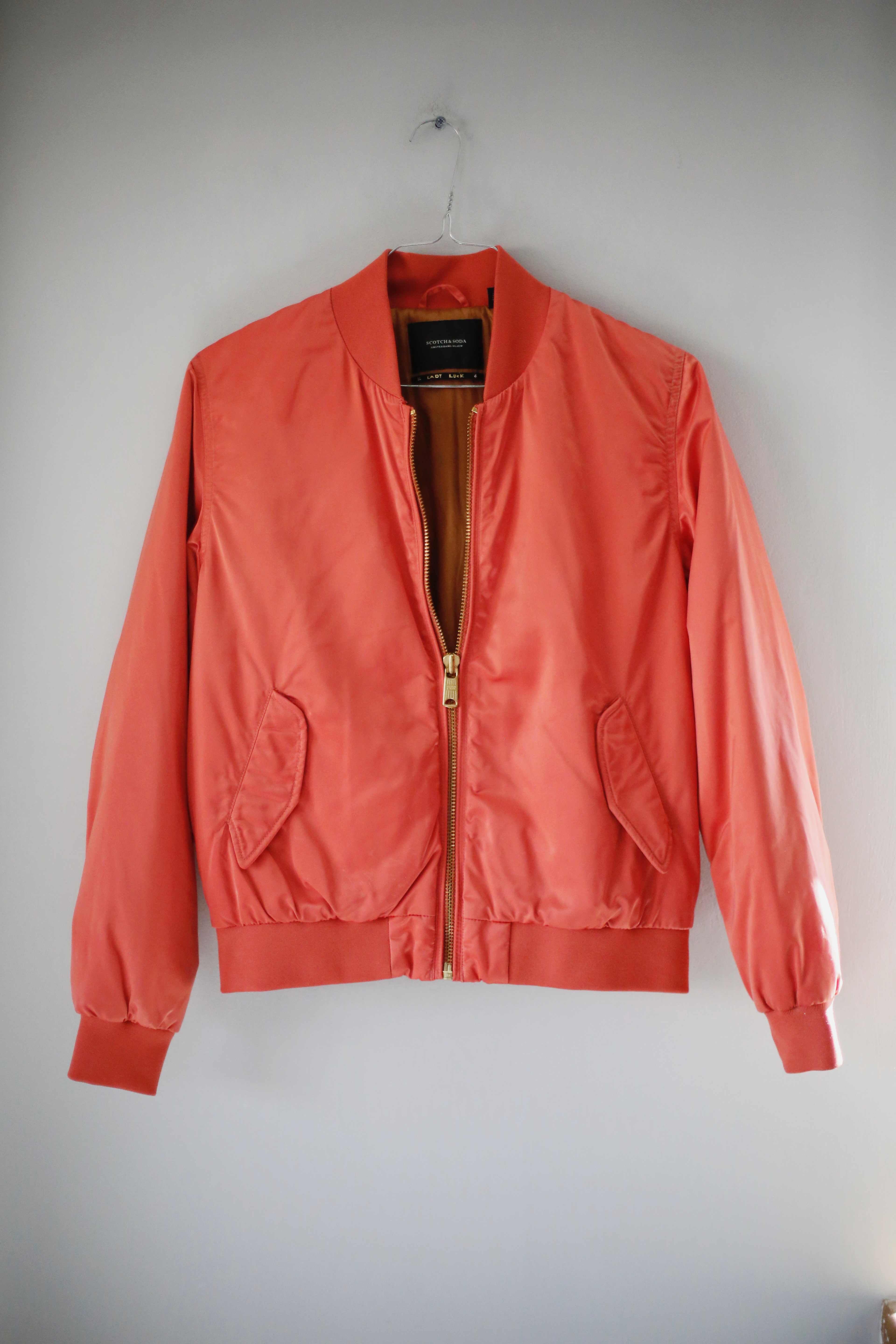Maison Scotch Jacke Koralle Bomberjacke Orange rot Fliegerjacke oversized L