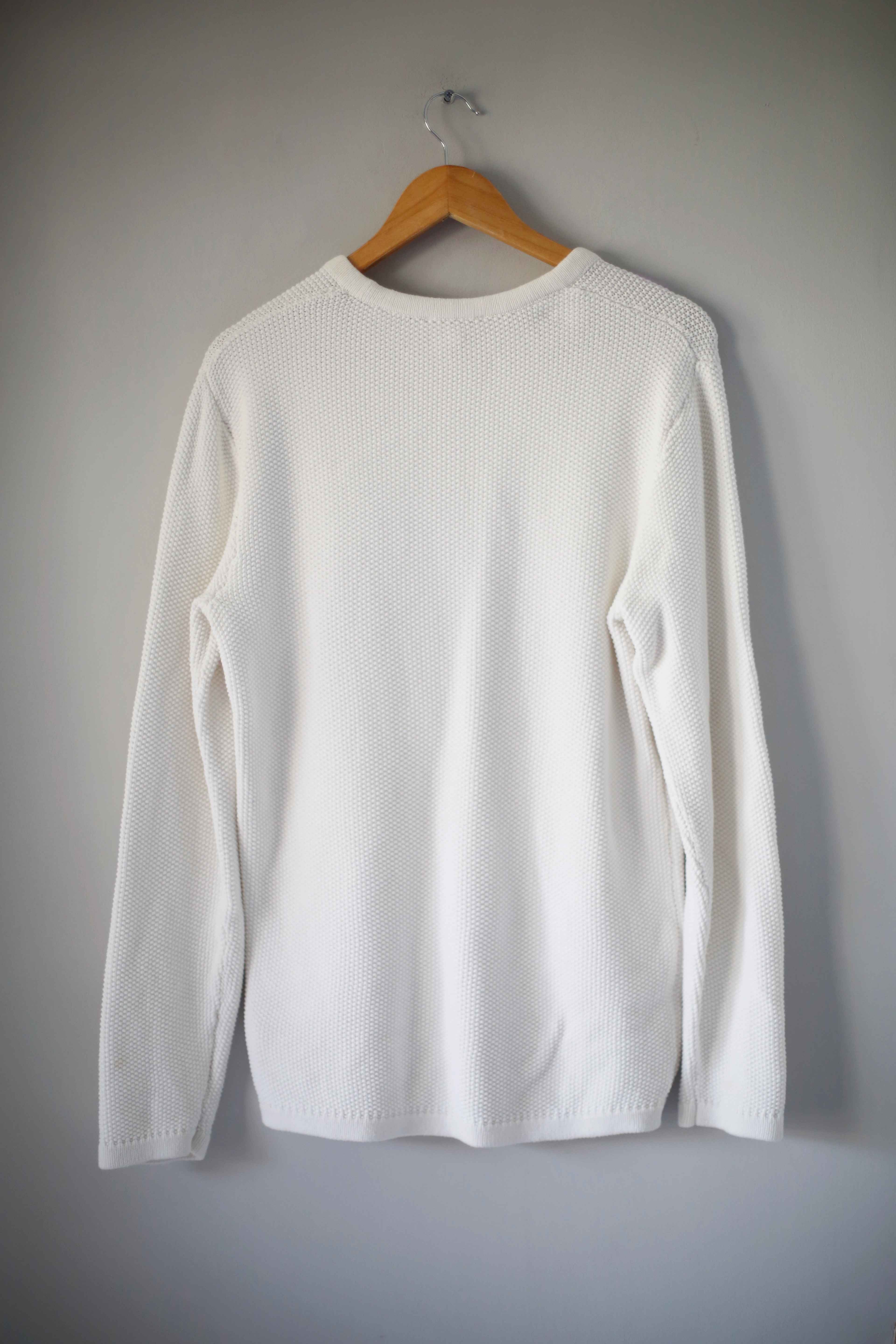 COS Pullover weiß gestrickt Strickpullover basic M einfarbig langarm