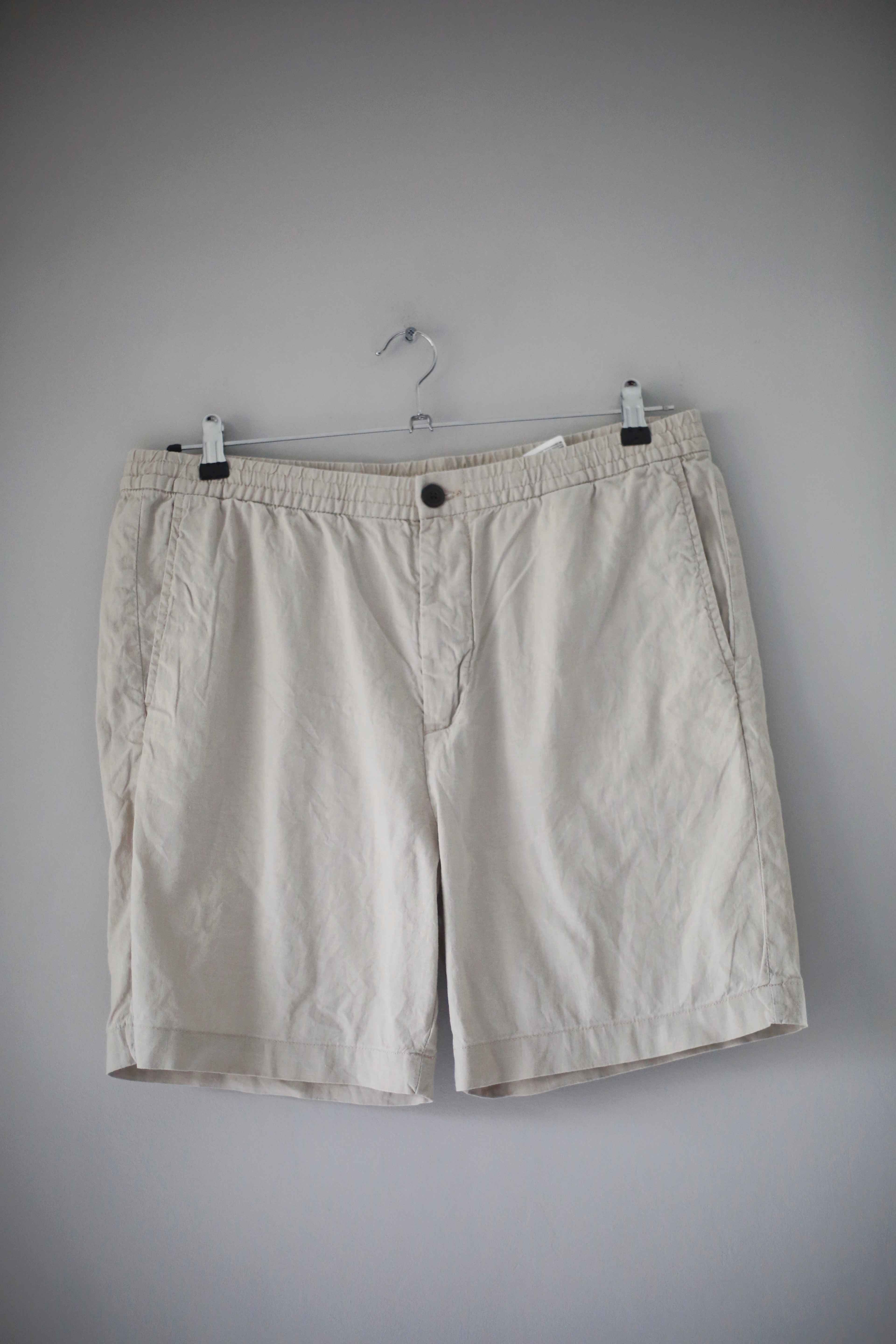 H&M Shorts Leinen Leinenshort L Creme Beige Nude Line Bermudas