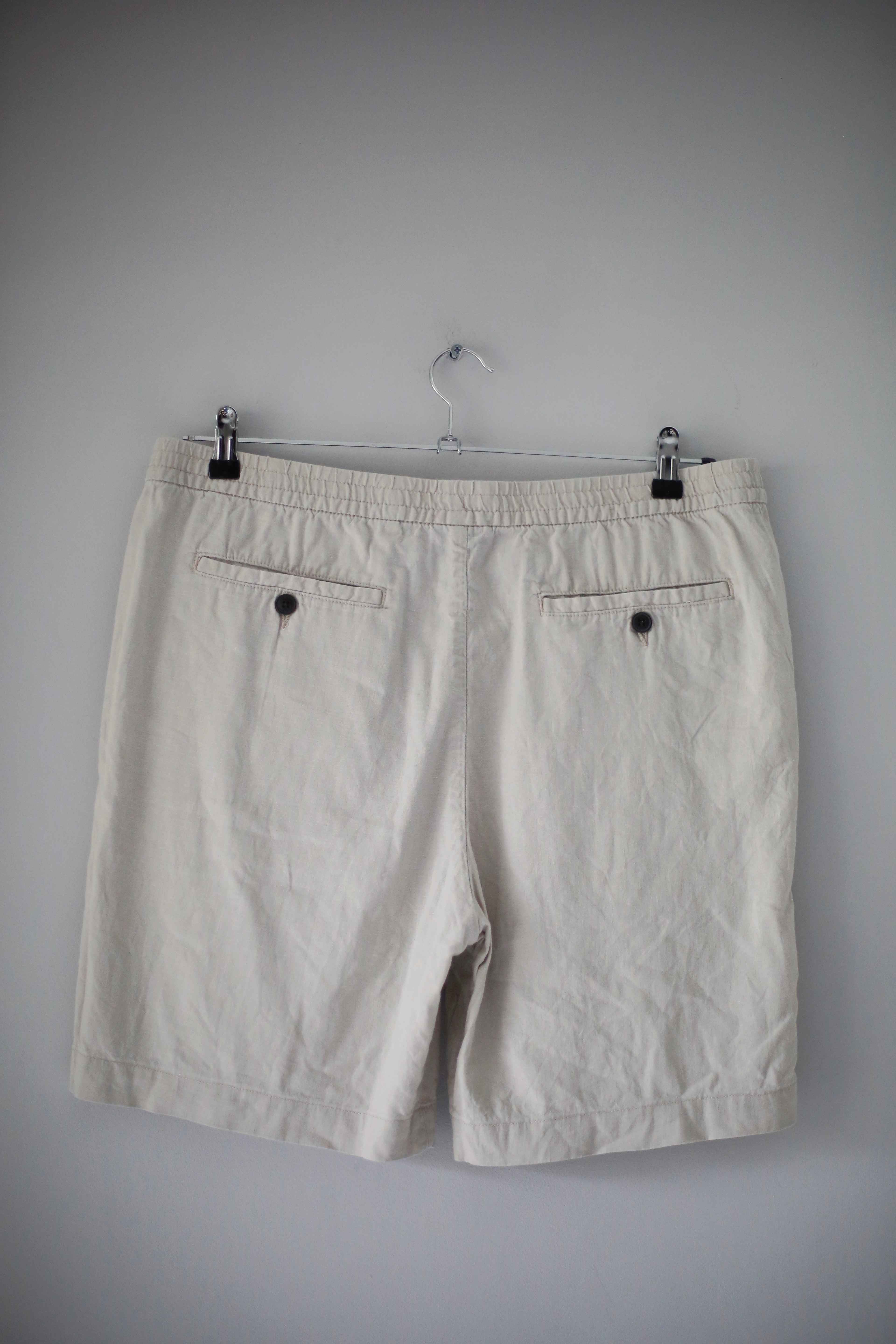 H&M Shorts Leinen Leinenshort L Creme Beige Nude Line Bermudas