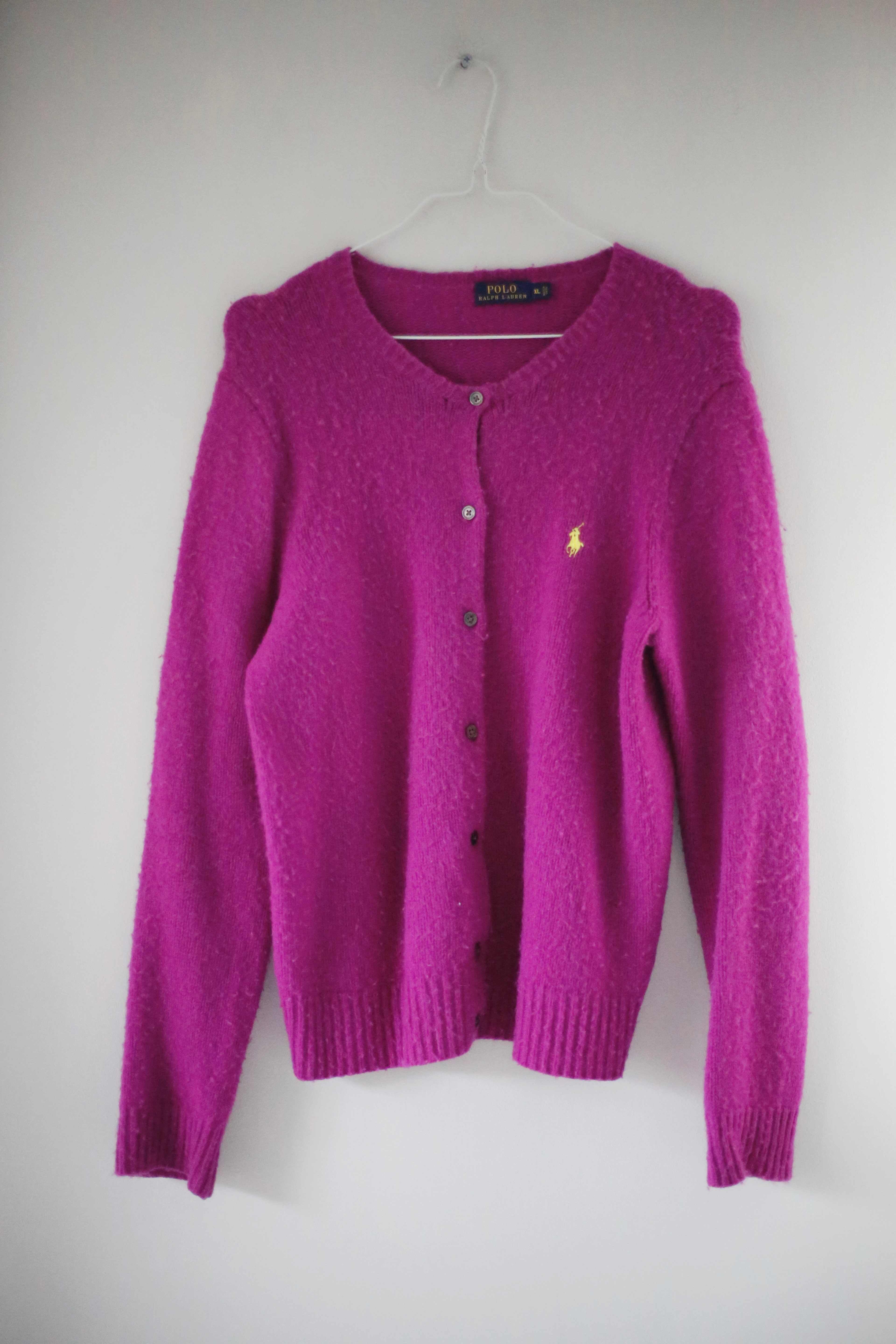 Polo Ralph Lauren Strickjacke Lila XL Wolle Cardigan Pink