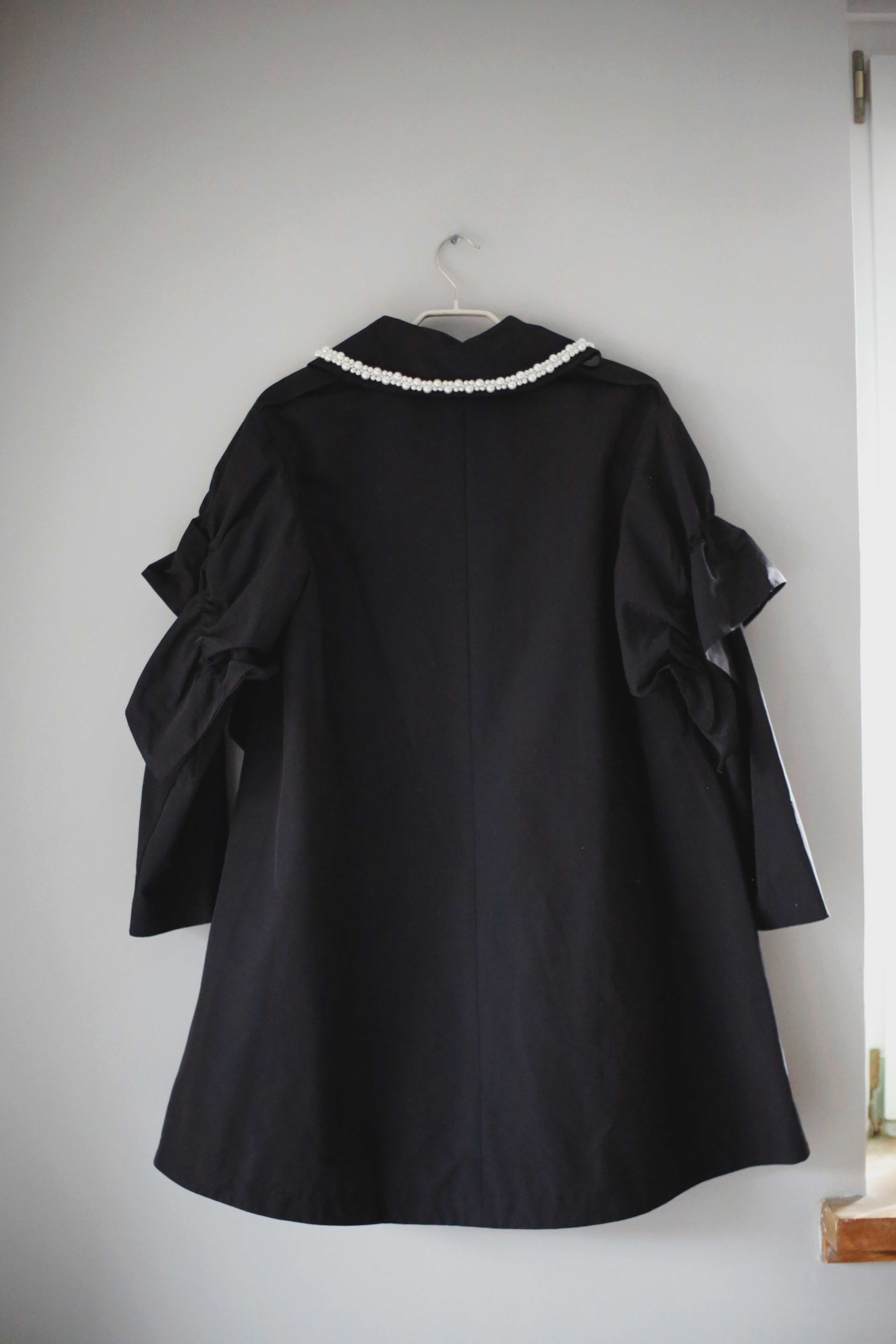 Simone Rocha x H&M Kollektion Trenchcoat Jacke schwarz XS 38 M Perlen Design