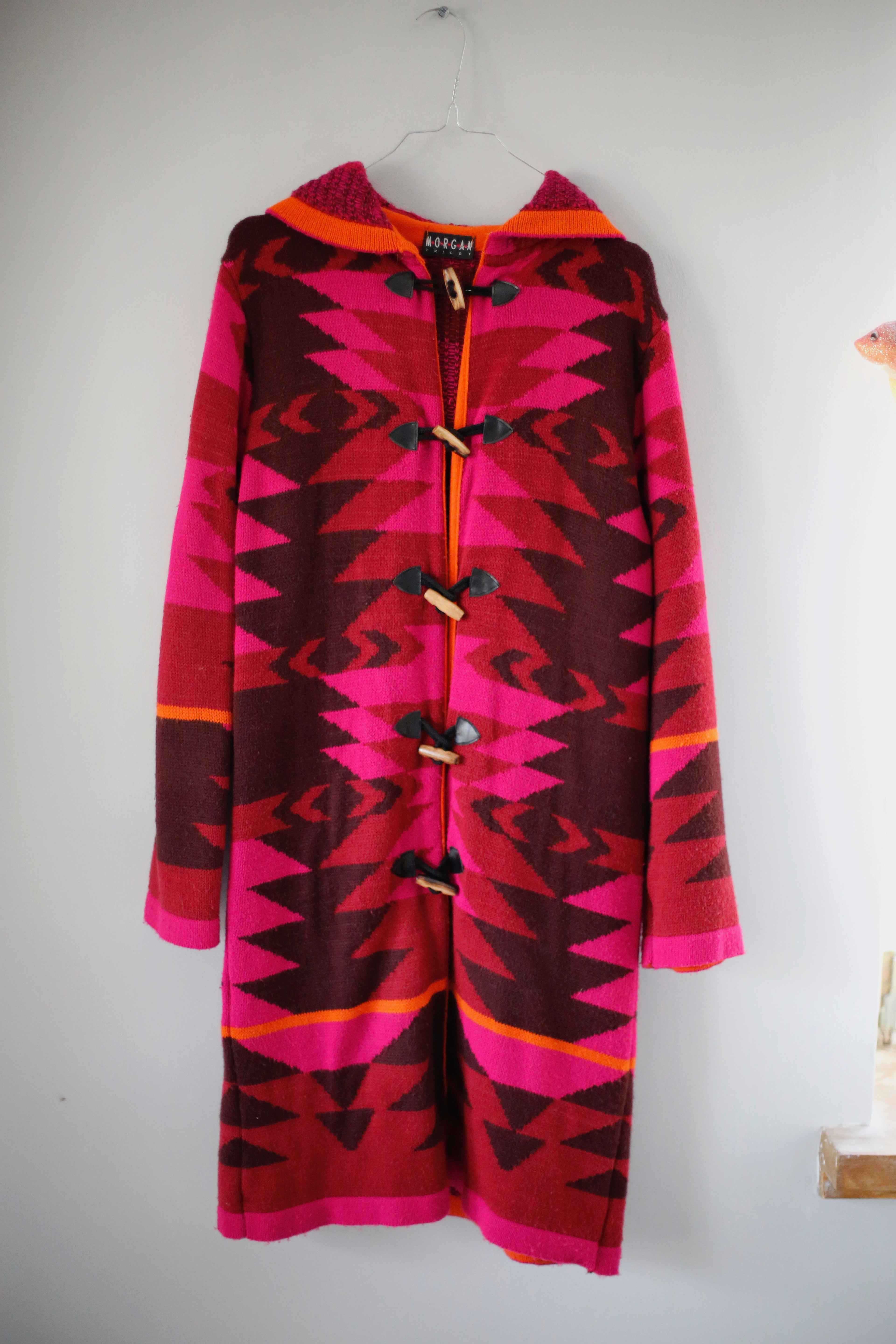 Morgan Tricot Strickjacke Jacke Pink Orange lang Cardigan 38 M gestrickt