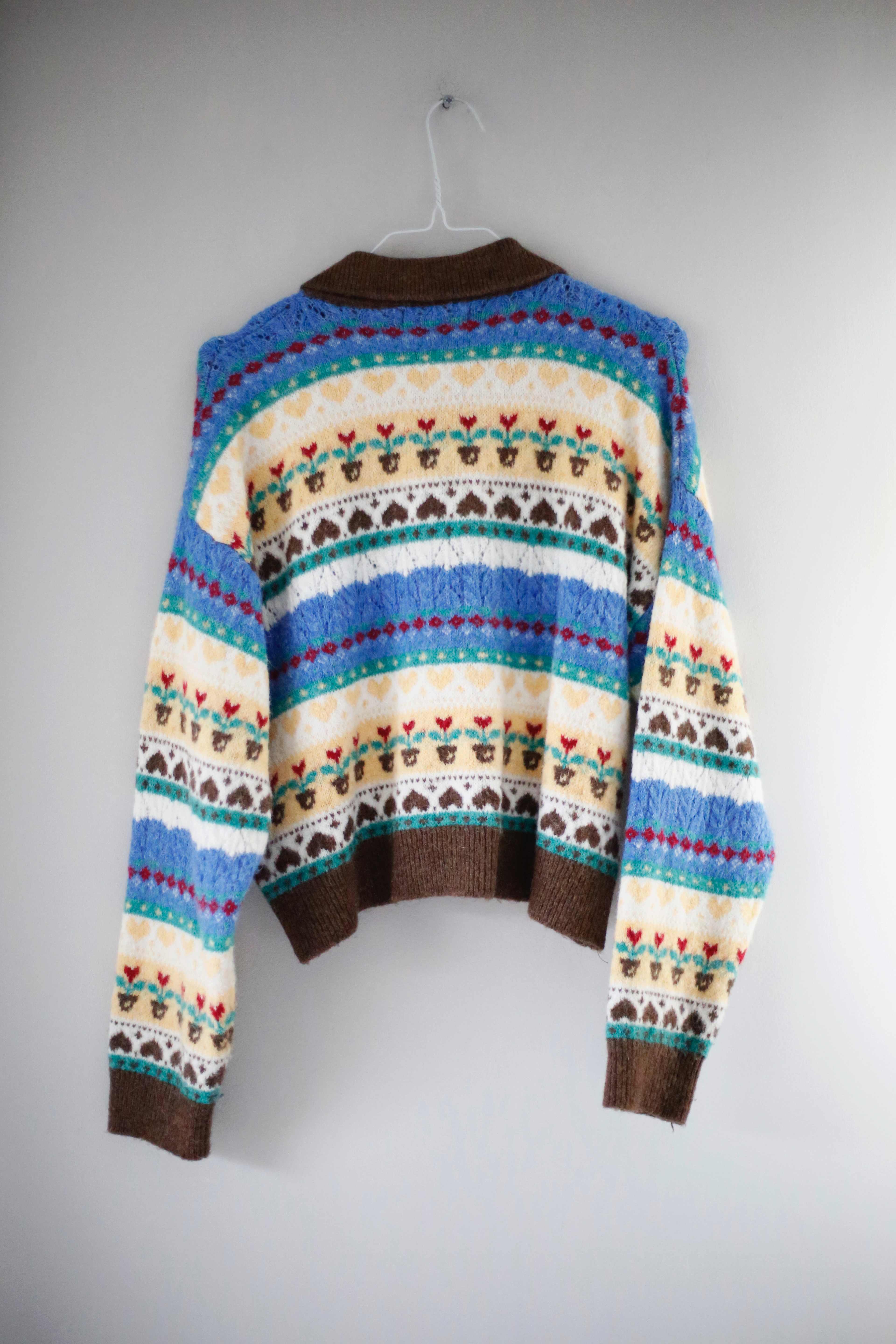 Stradivarius Strickjacke Braun Muster gemustert Cardigan 36 S