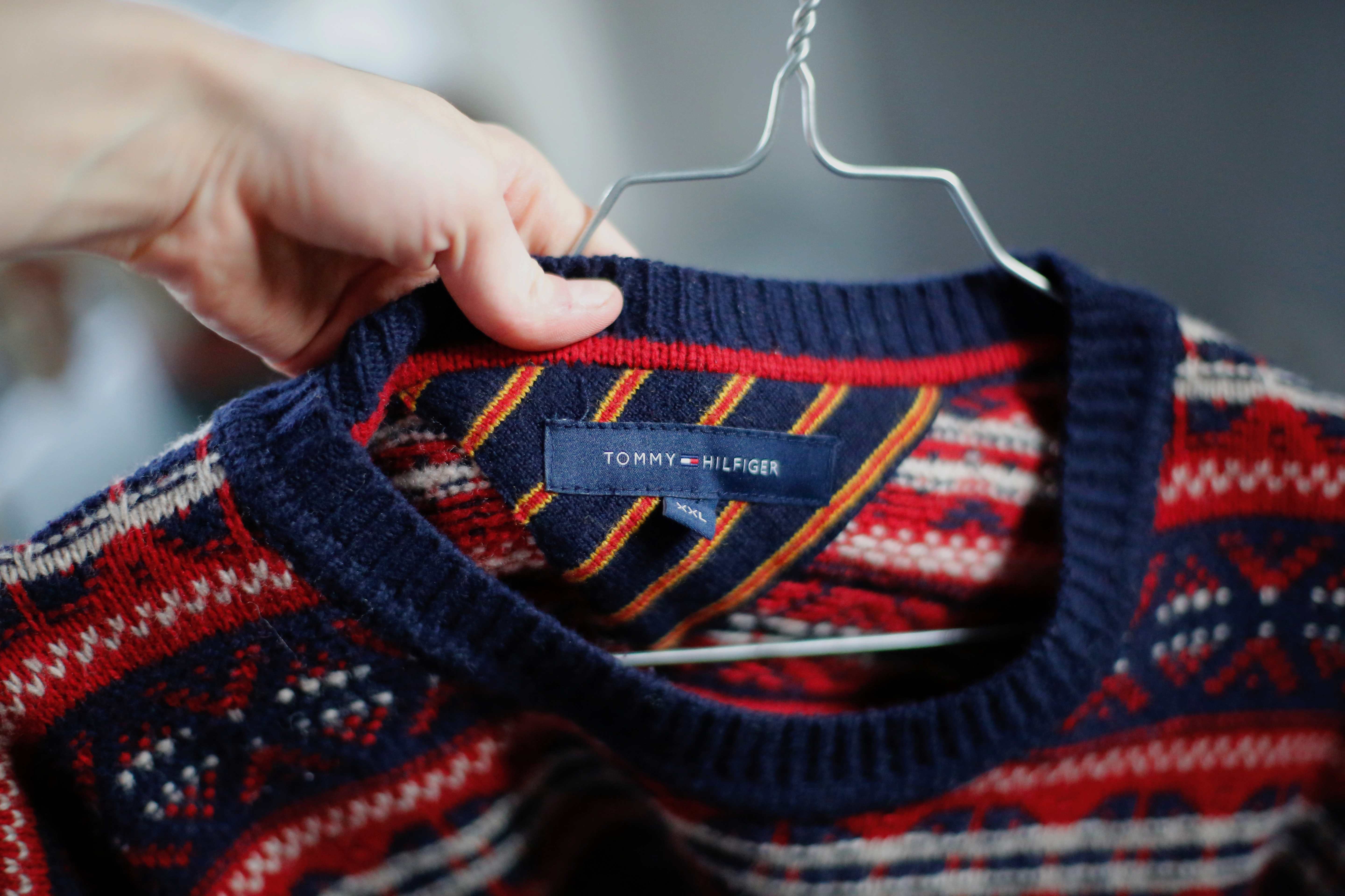 Tommy Hilfiger Pullover Sweater gestreift Strickpullover XXL blau rot dunkelblau