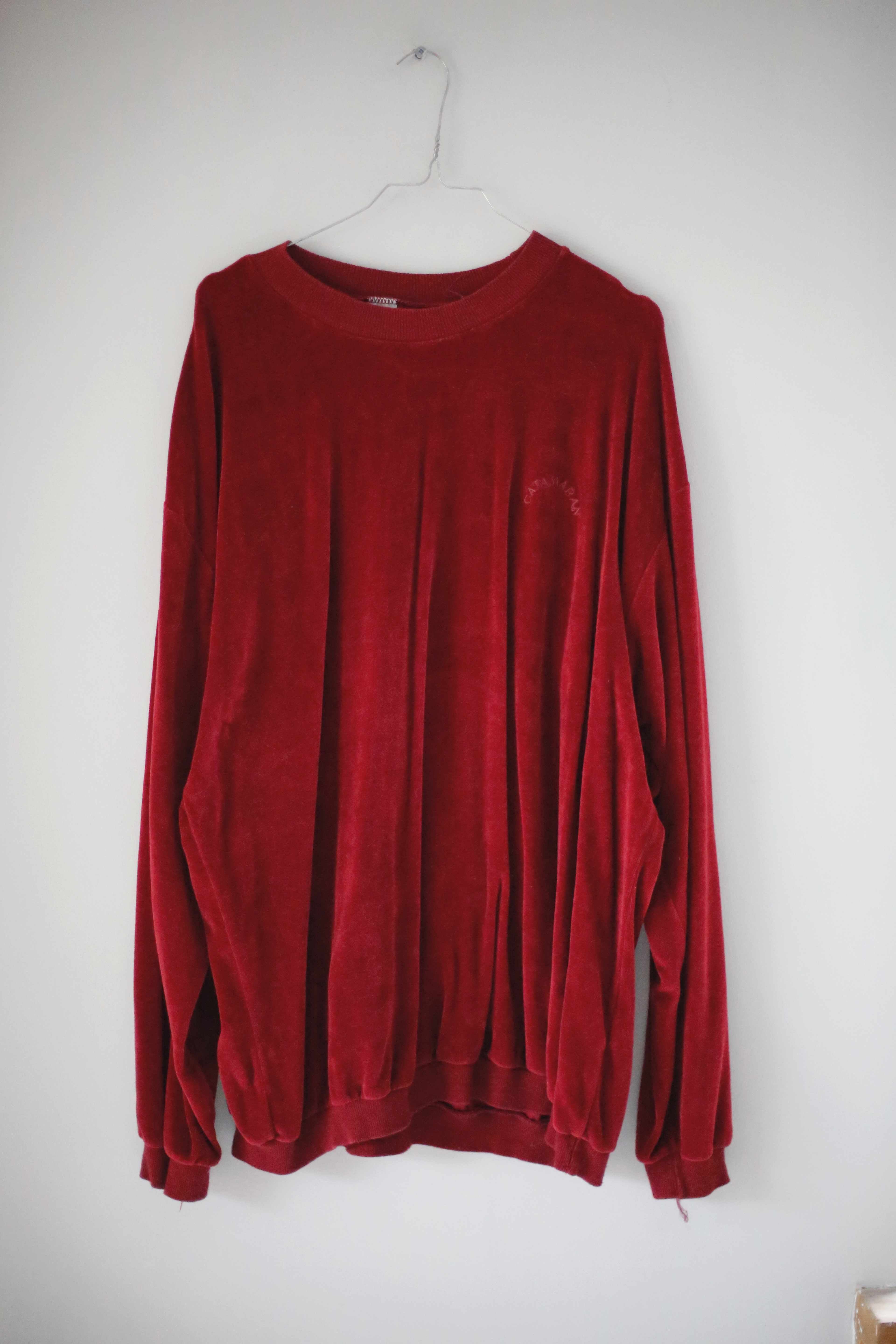 True Vintage Catamaraa Pullover Sweater Samt Velvet 40 L 38 M Rot Weinrot