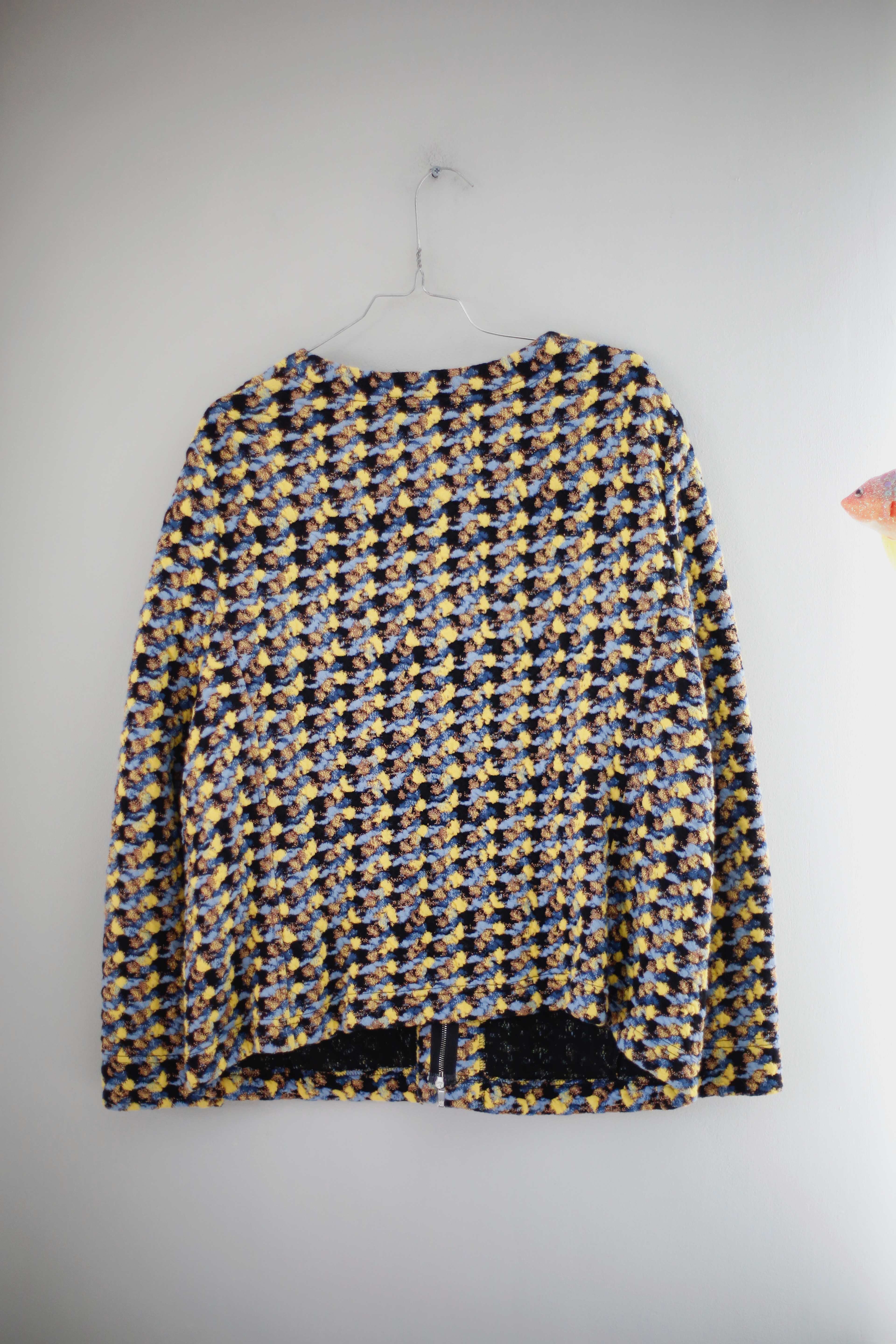 Riani Jacke Cardigan Strickjacke blau gelb 46 XL XXL Cardigan