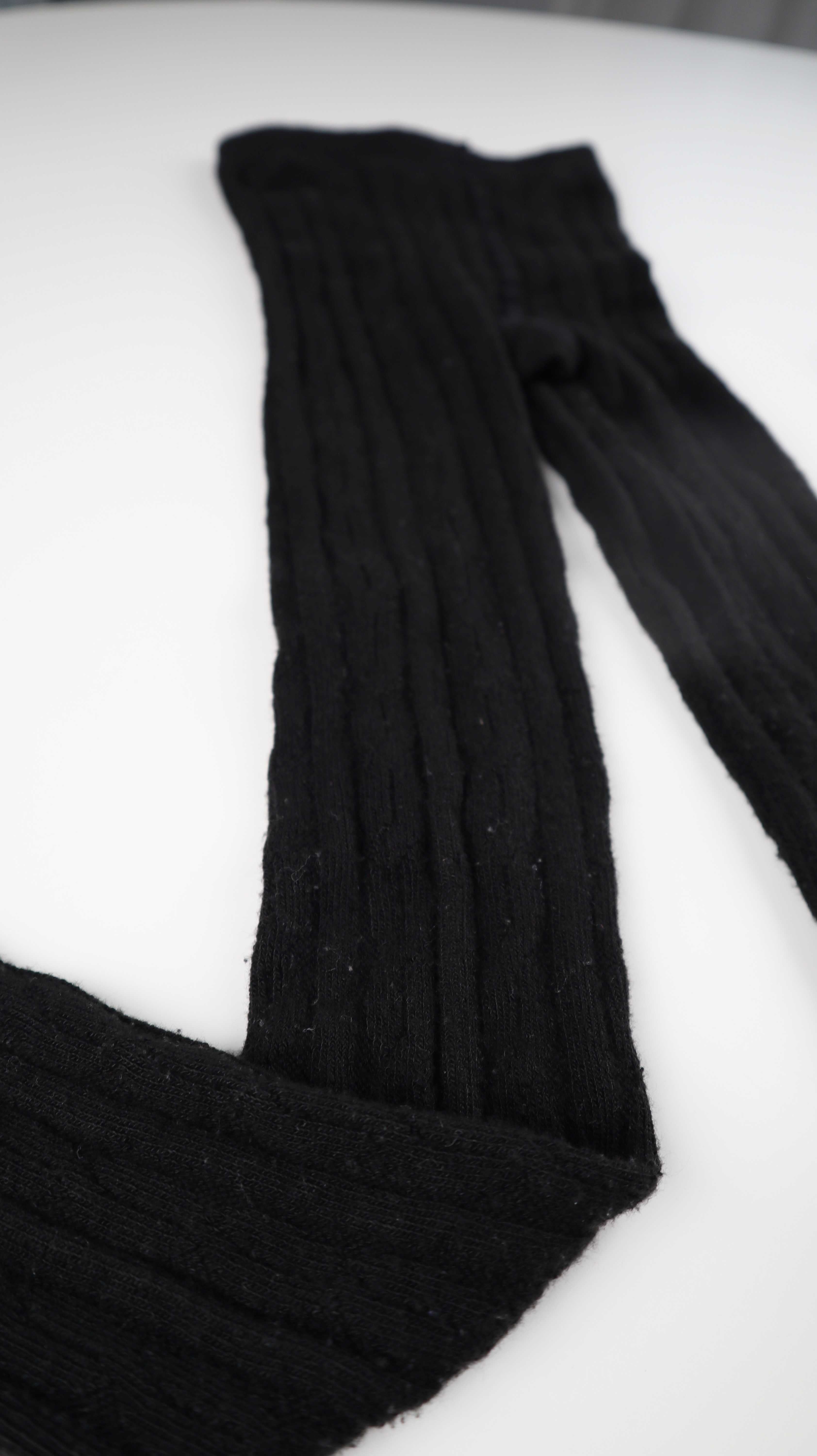 Strumpfhose schwarz ripped Baumwolle 36 S Zopfmuster