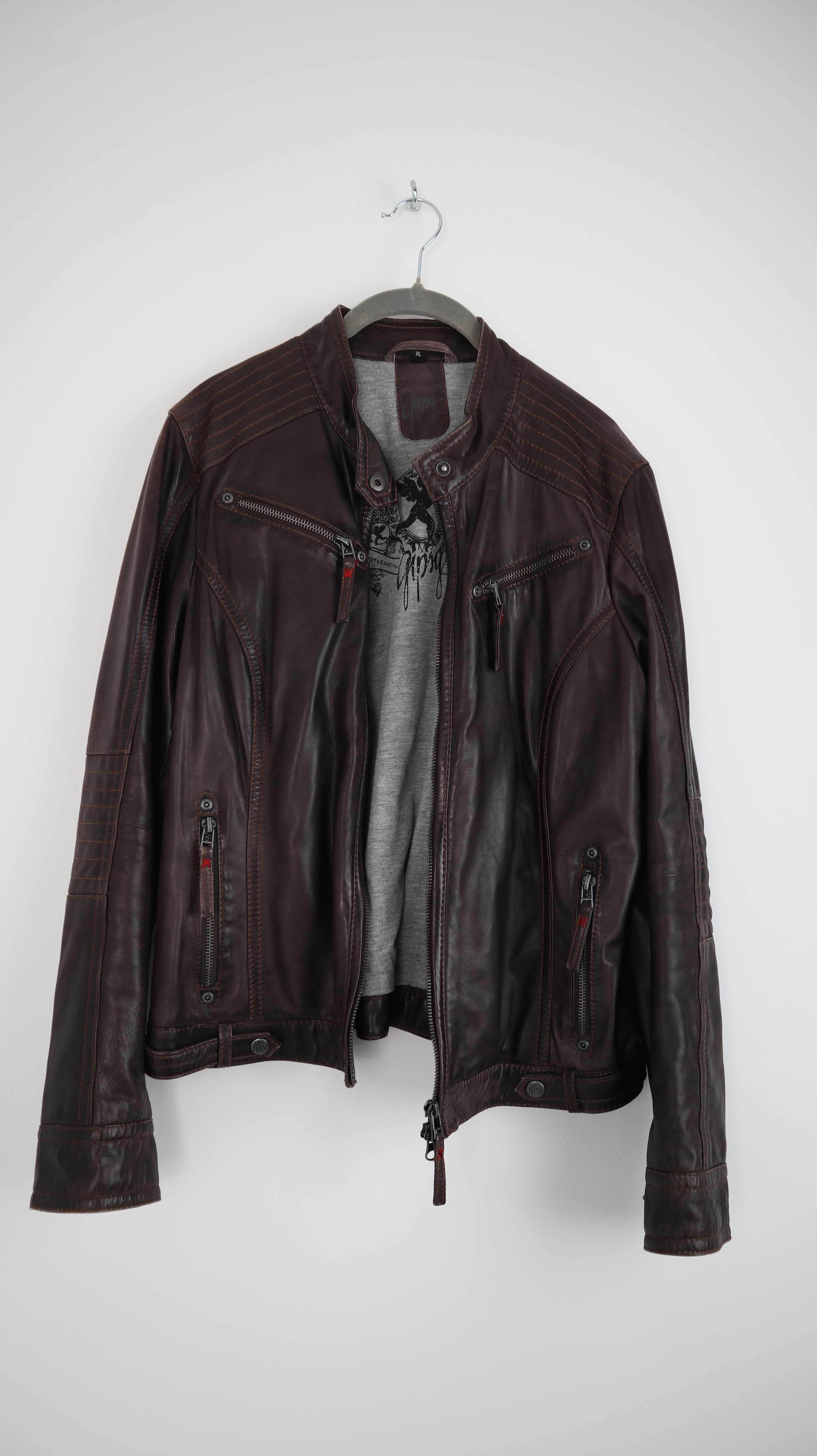 Gipsy Lederjacke braun XL 38 M dunkelbraun Jacke Bikerjacke