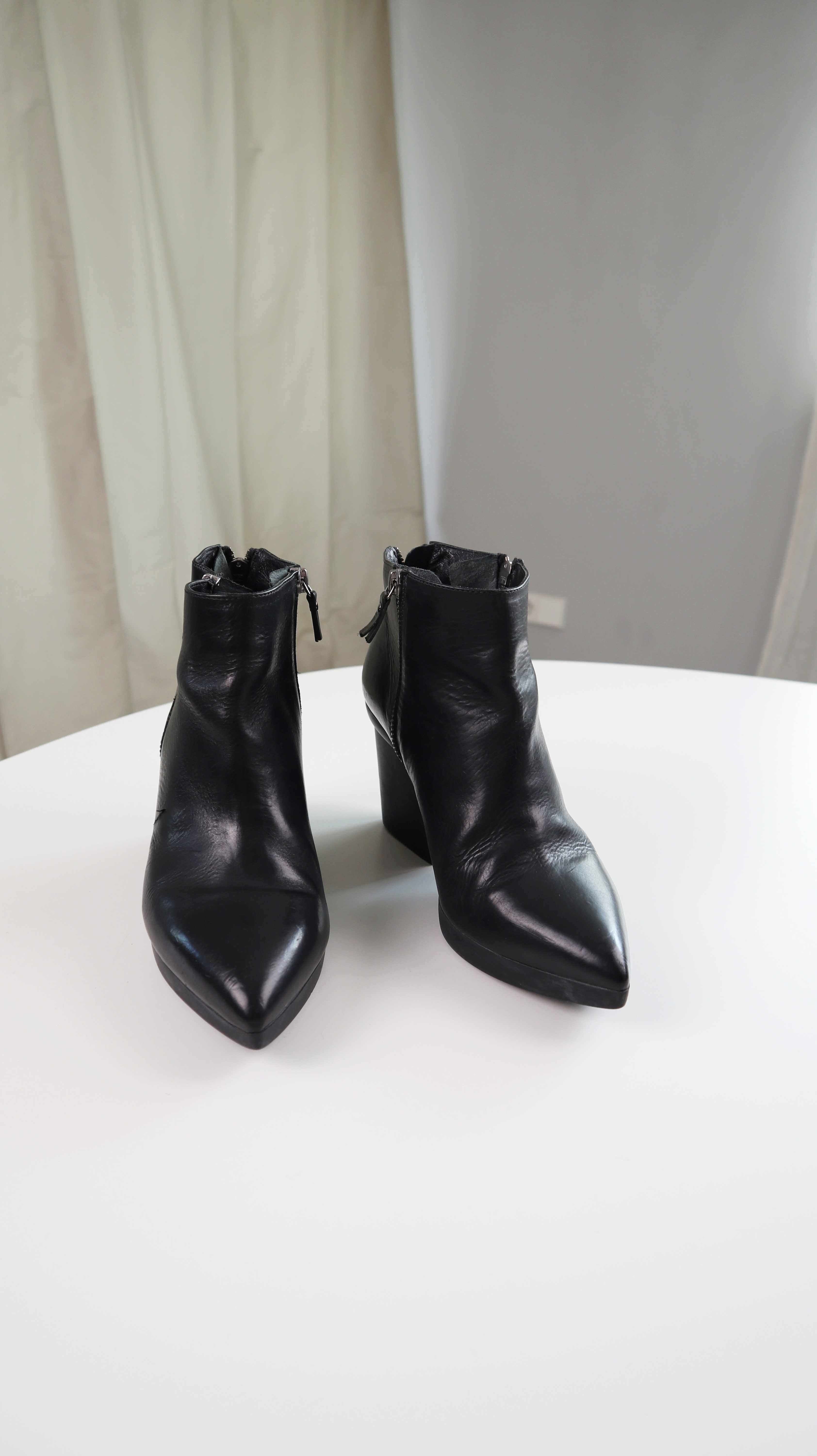 Vic Matie Stiefeletten Schwarz Spitz 39 Lederstiefel Absatzstiefel