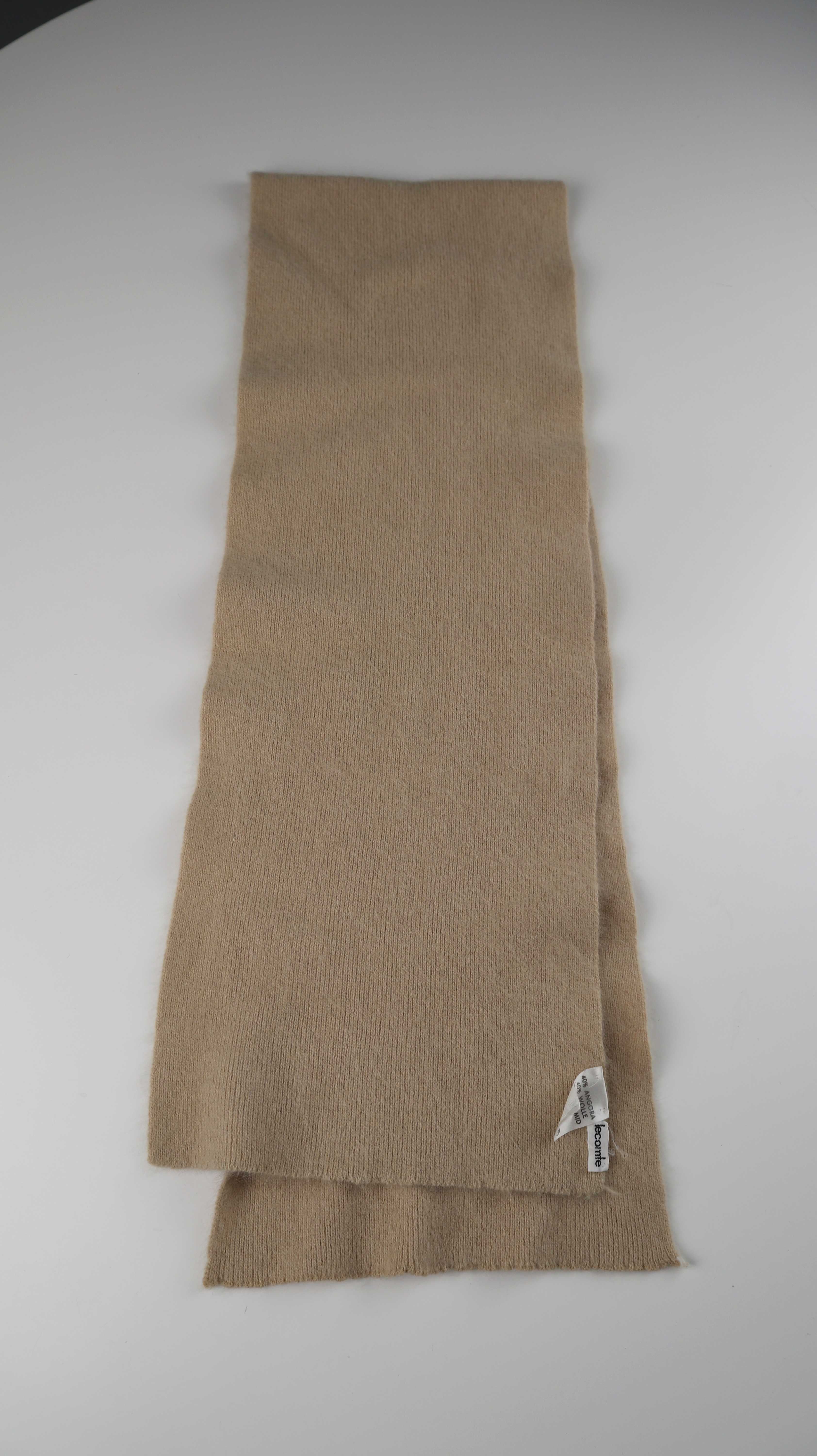 Lecomte Schal Creme Beige Angora Wolle Tuch gestrickt Strickschal