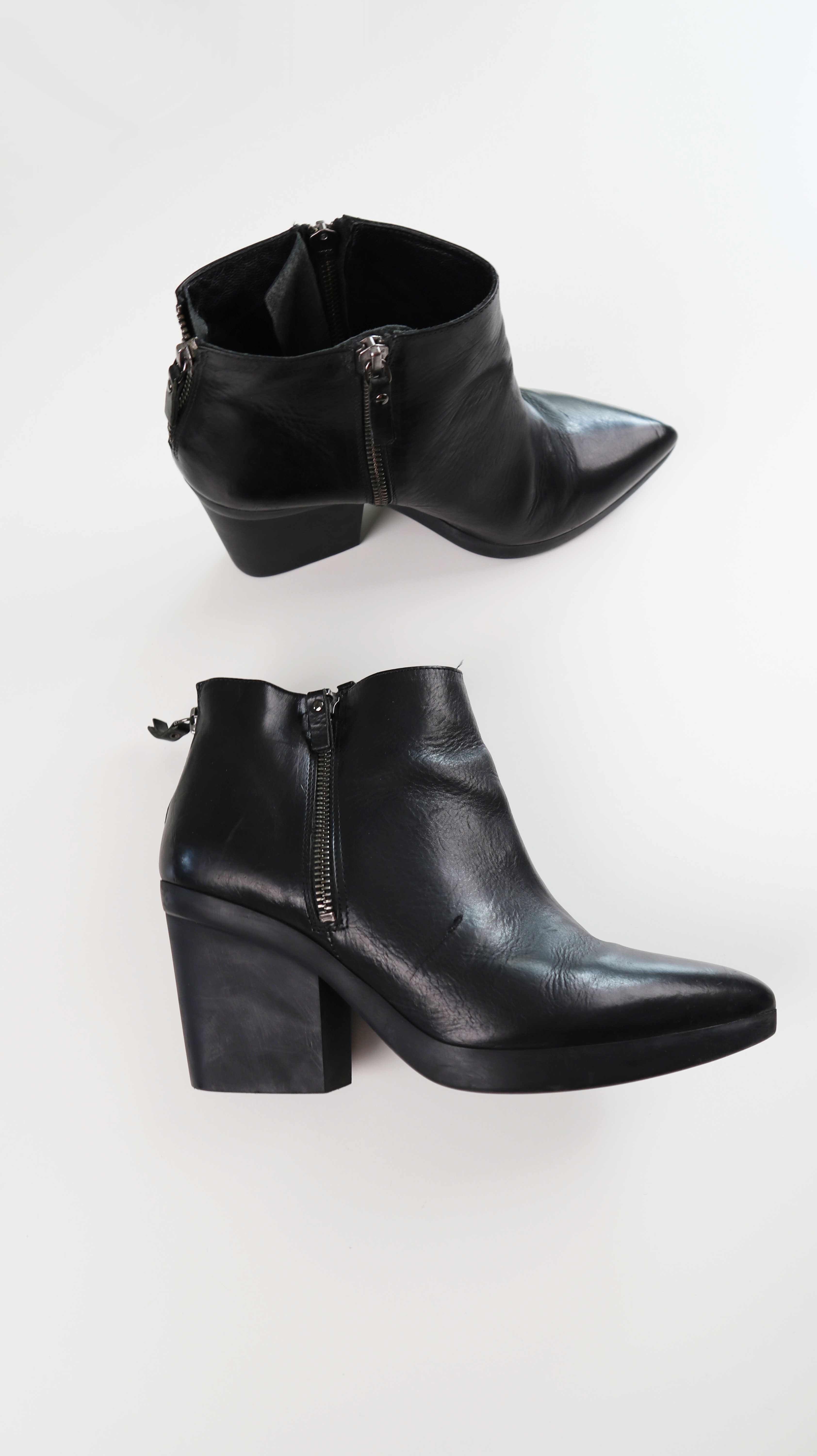 Vic Matie Stiefeletten Schwarz Spitz 39 Lederstiefel Absatzstiefel