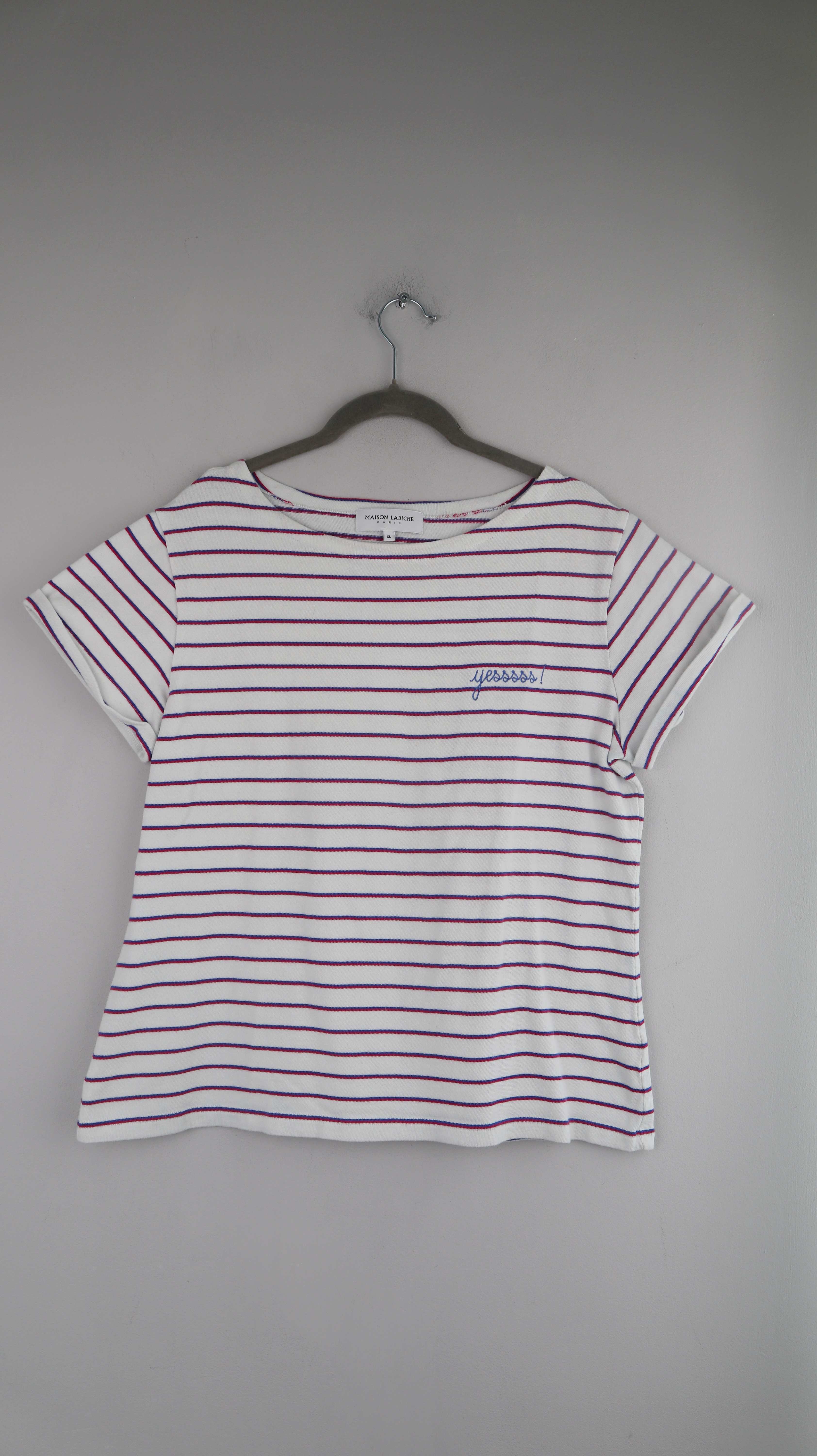 Maison Labiche Shirt T-Shirt Oberteil gestreift XL Blau rot Streifenshirt