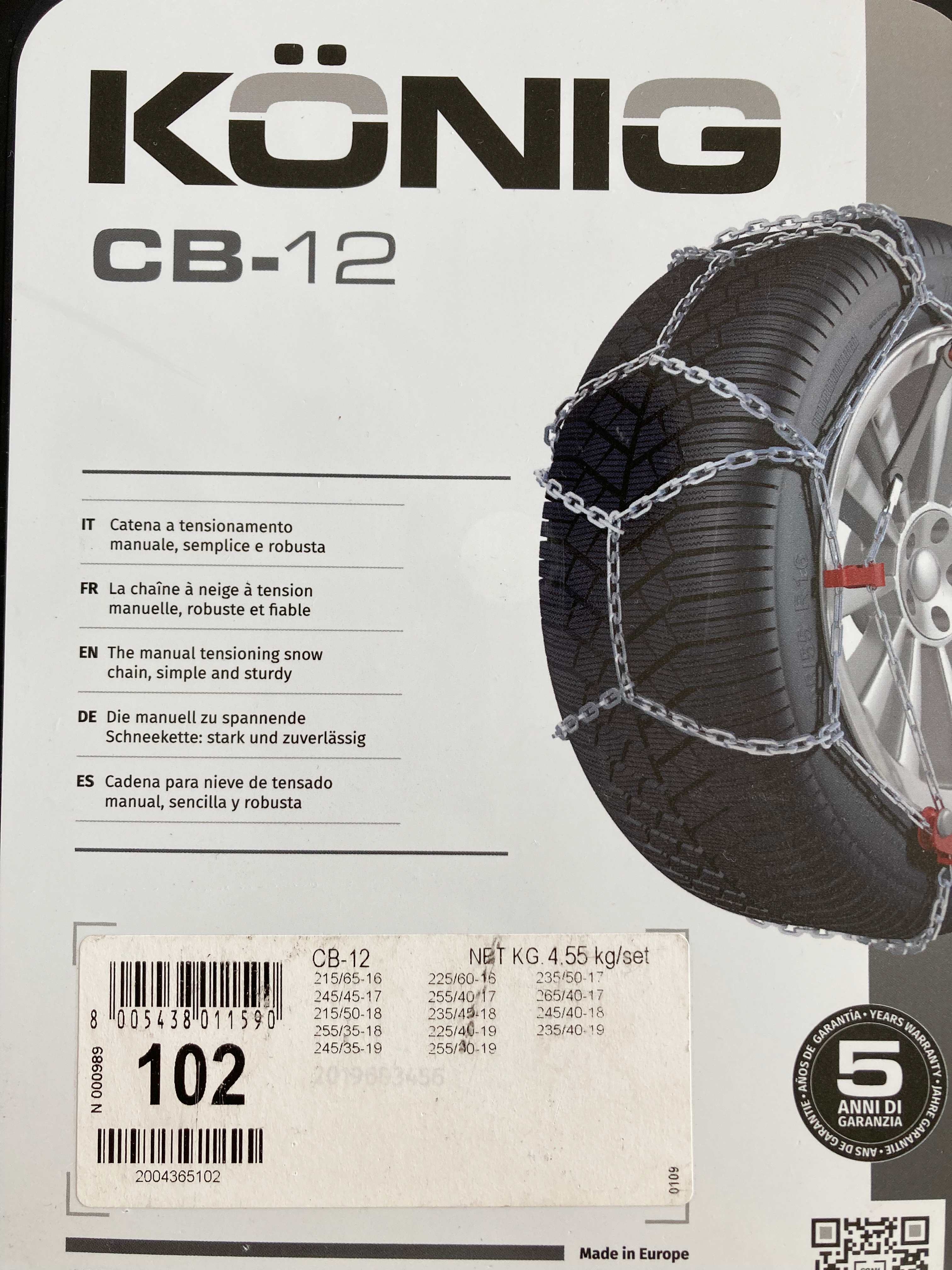 König Schneeketten Schneekette Neu Winterkette Autoreifenkette Neu