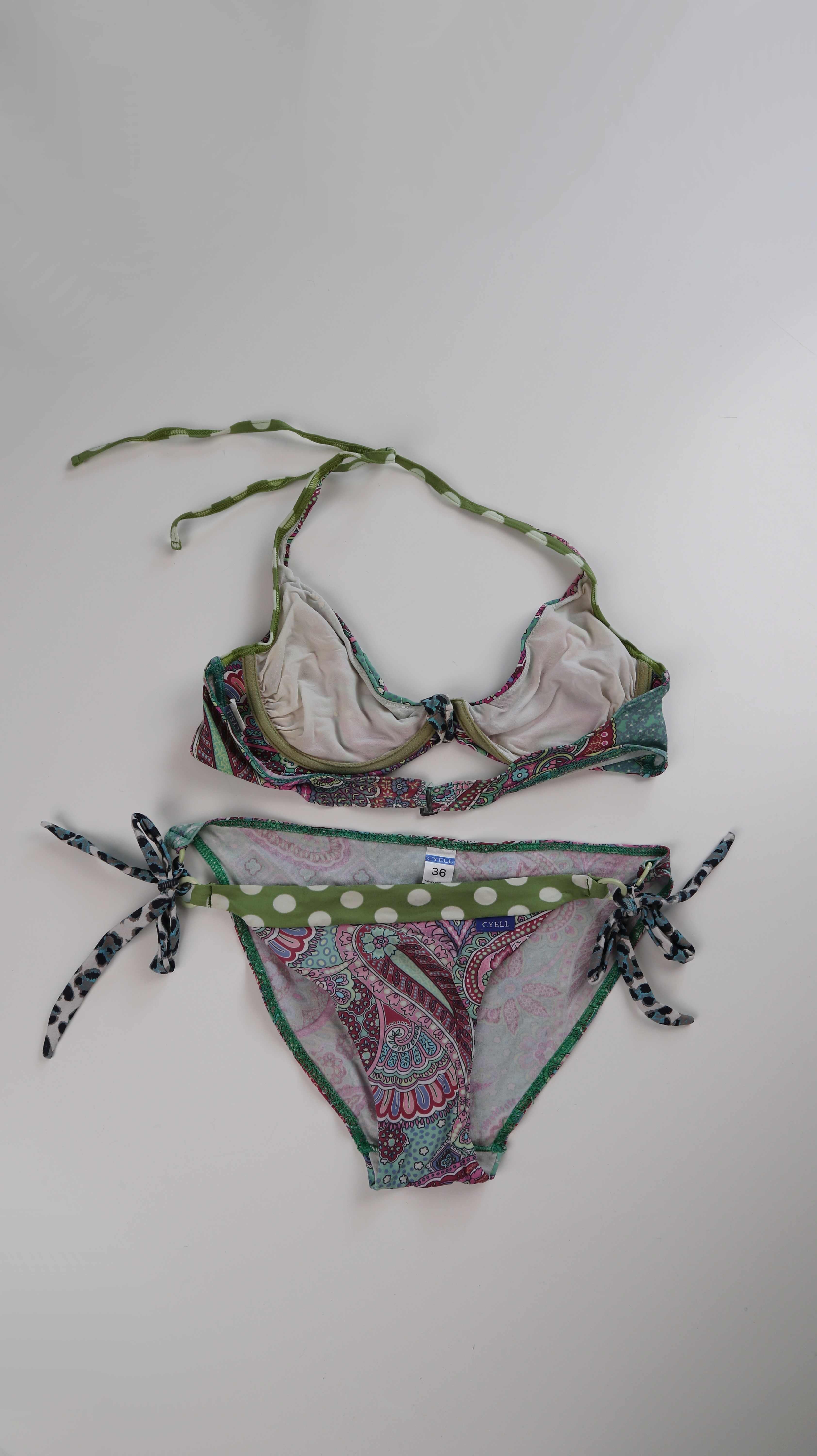 Cyell Bikini 38 bunt Paisley Badeanzug M grun rot rosa