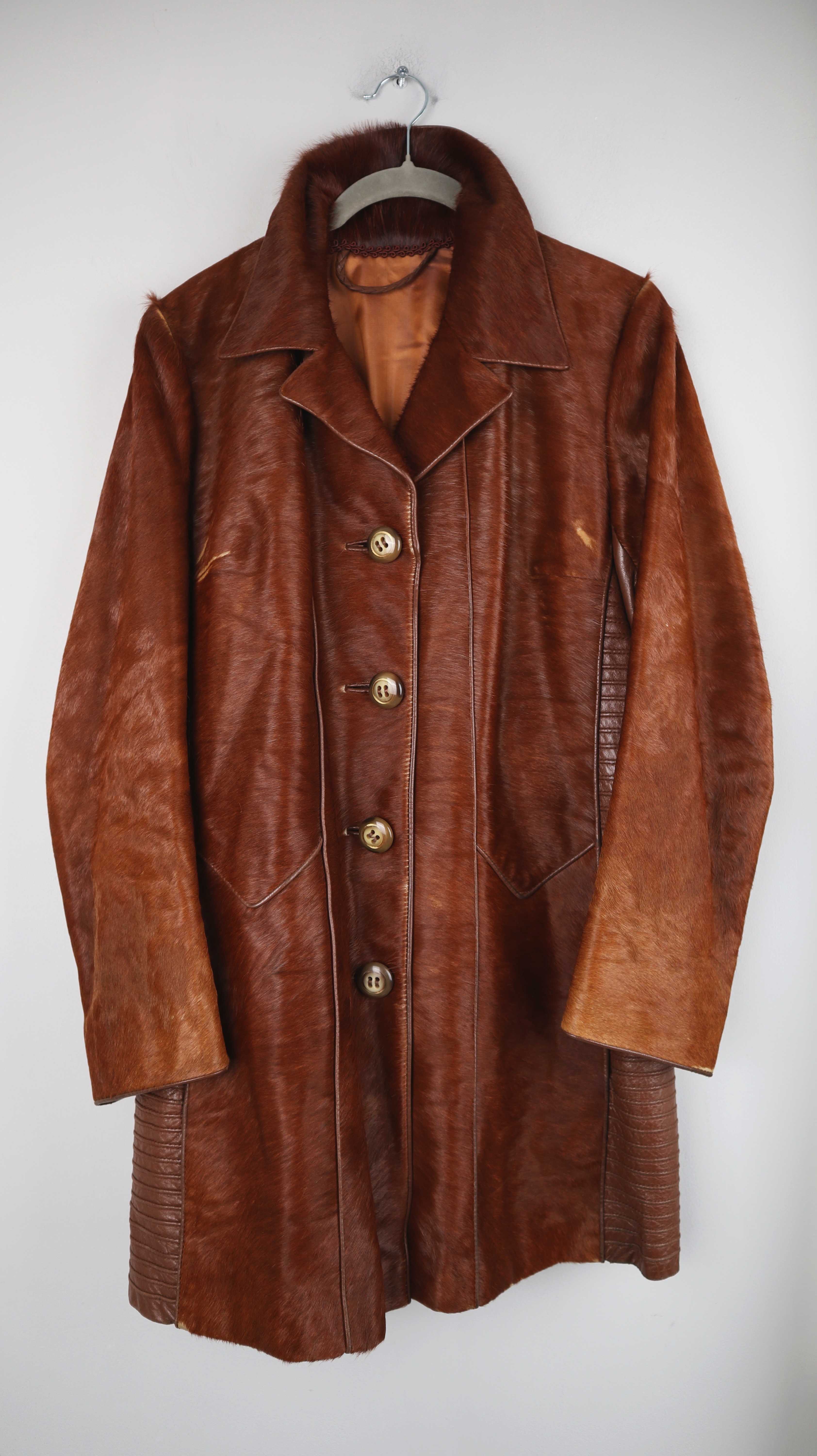 True Vintage Mantel braun Fellmantel Felljacke 38 M Kuhfellmantel