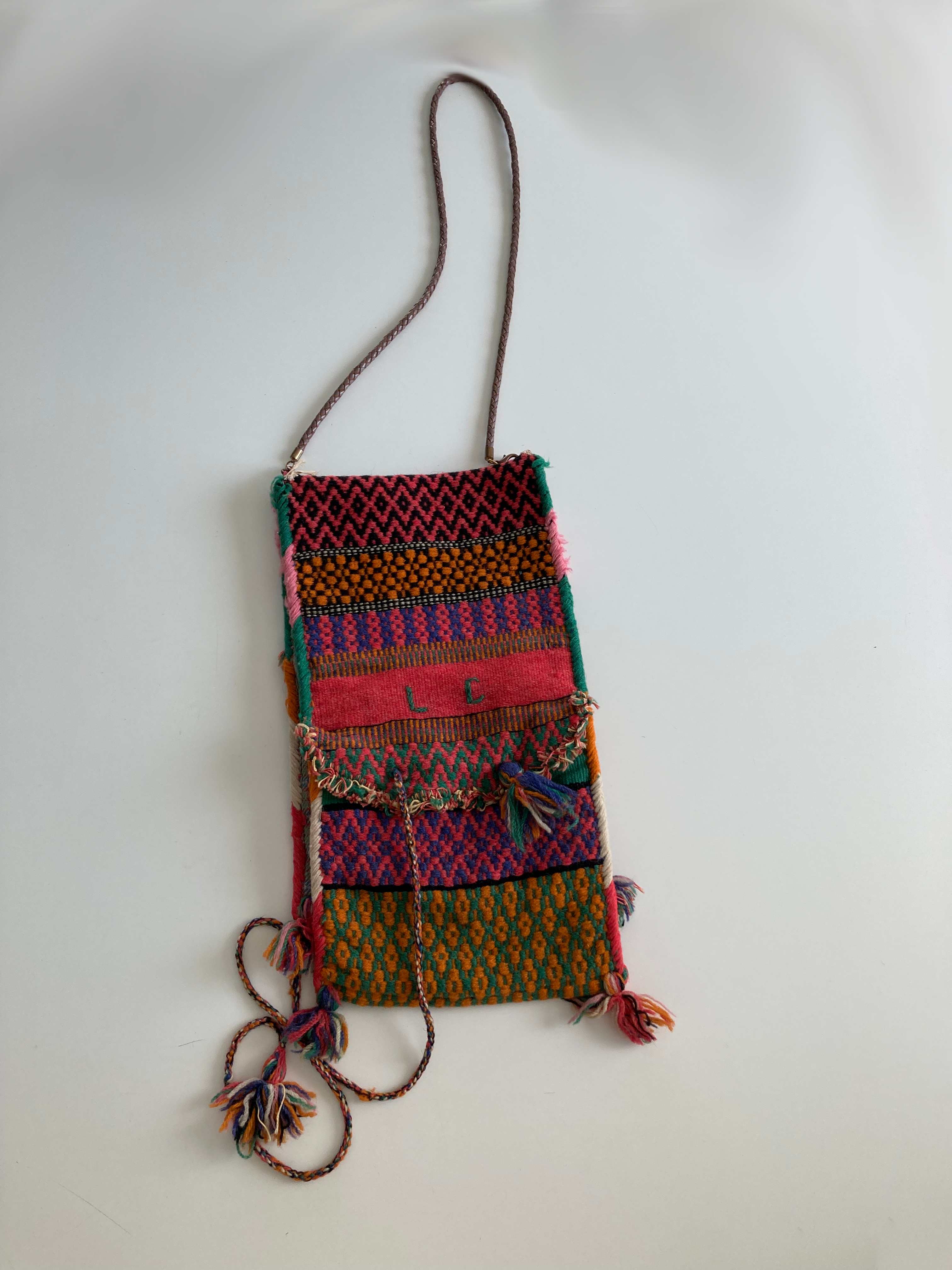 Tasche Vintage selbstgemacht Umhängetasche Hippie Folklore Brusttasche