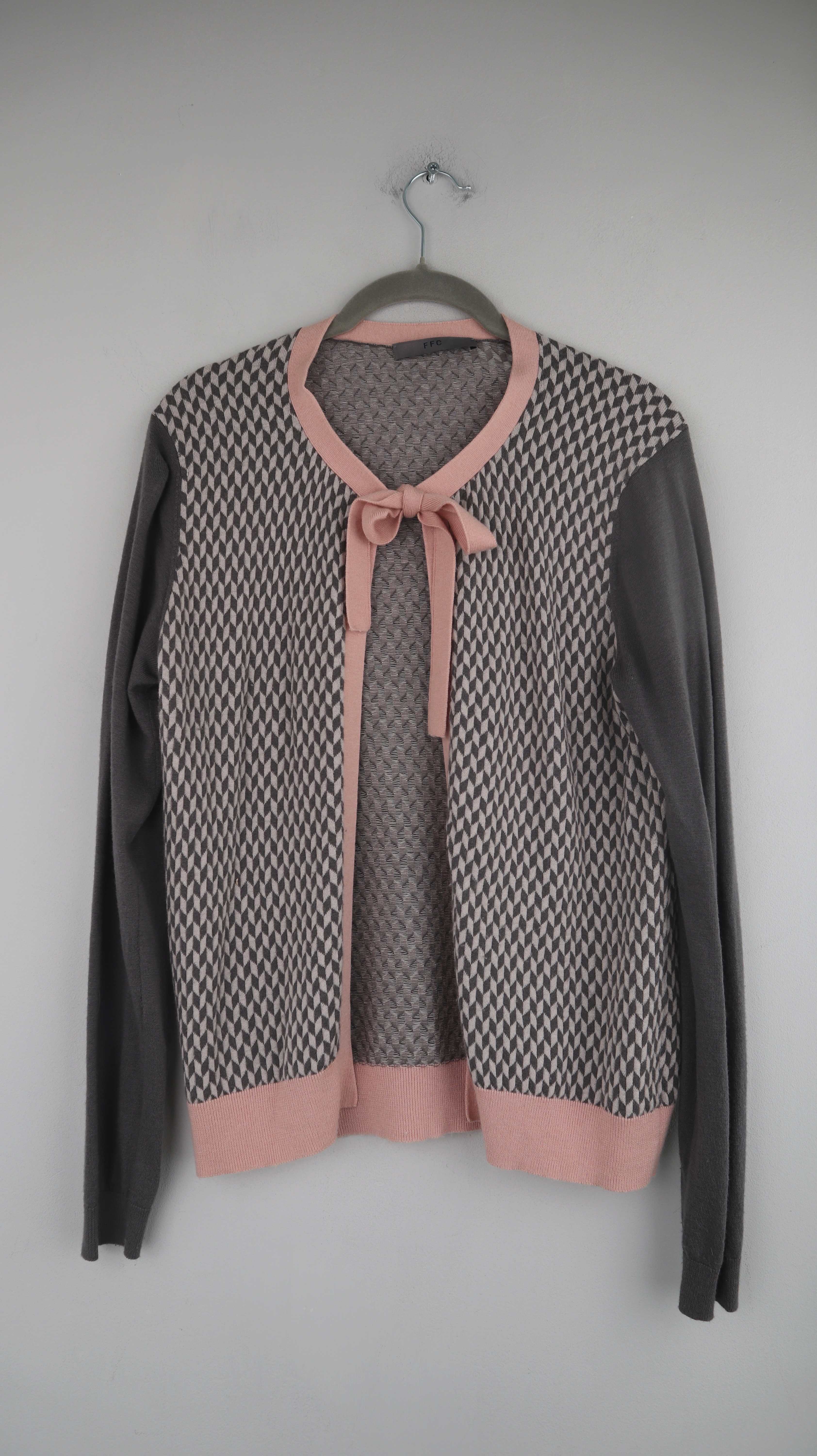 FFC Jacke Strockjacke Cardigan Grau rosa Wolle Cashmere 38 M
