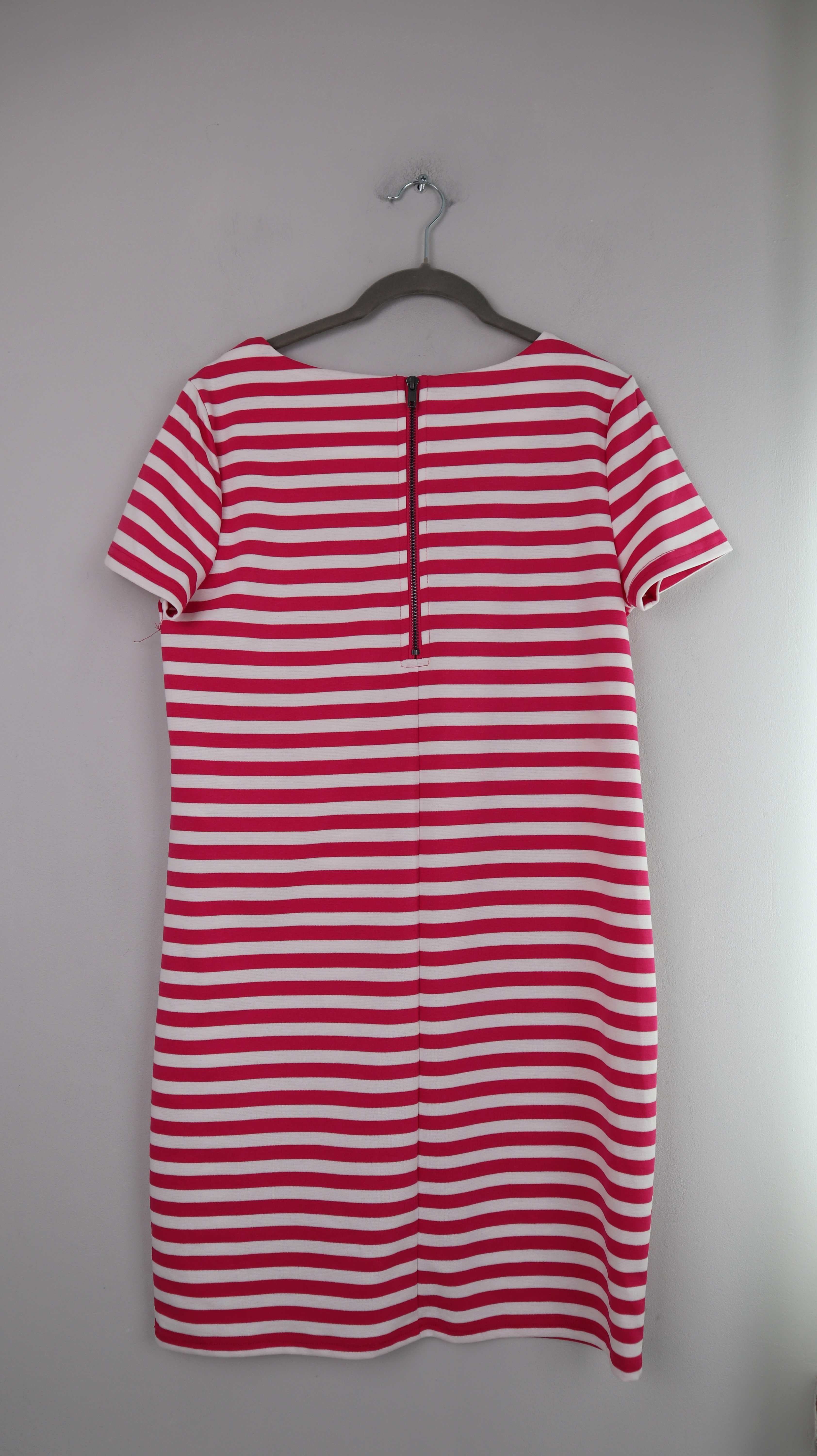 Vila Kleid Midikleid gestreift Etuikleid pink weiß 38 M Streifenkleid