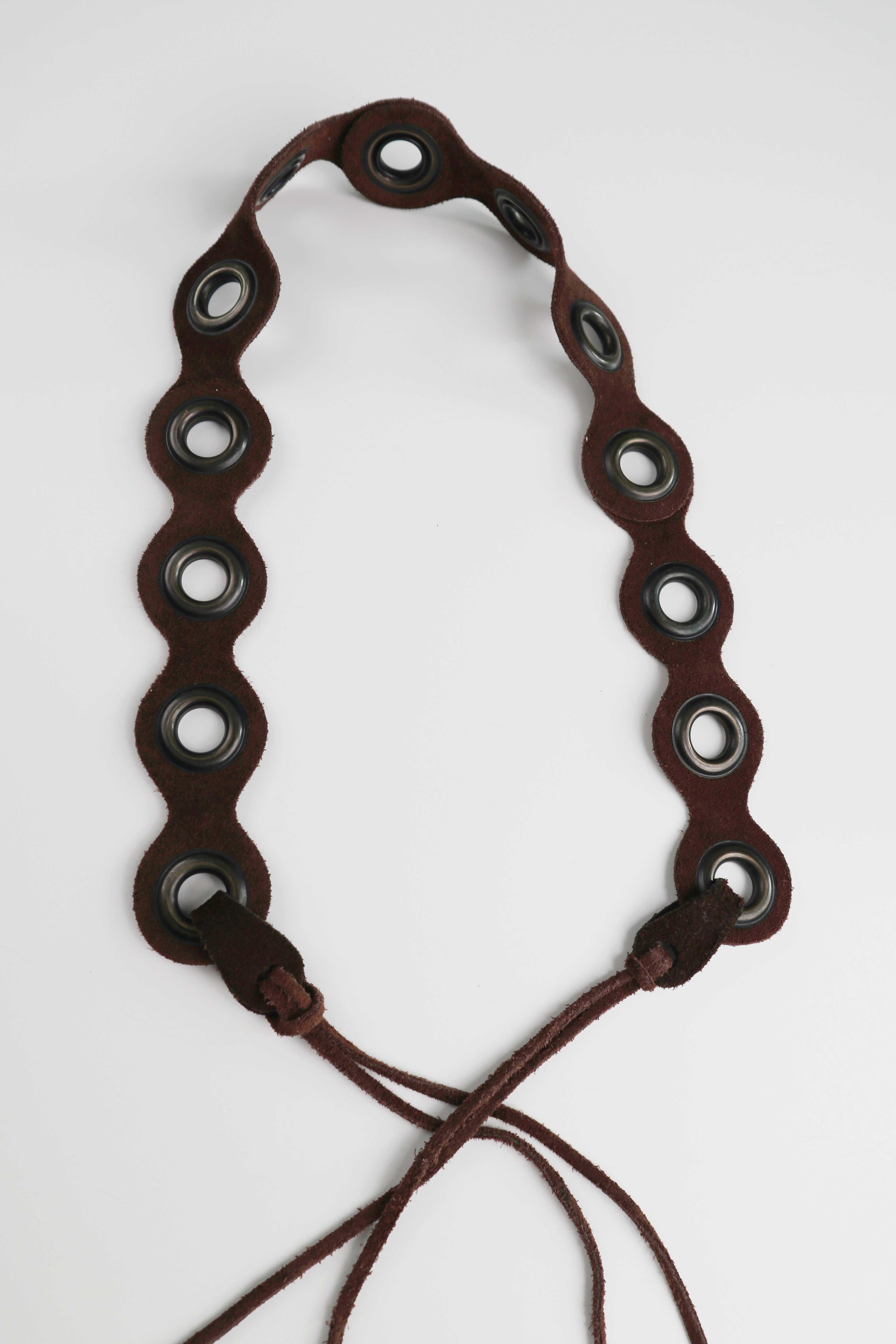 True Vintage Gürtel Wildleder Braun Taillengürtel 90s geflochten