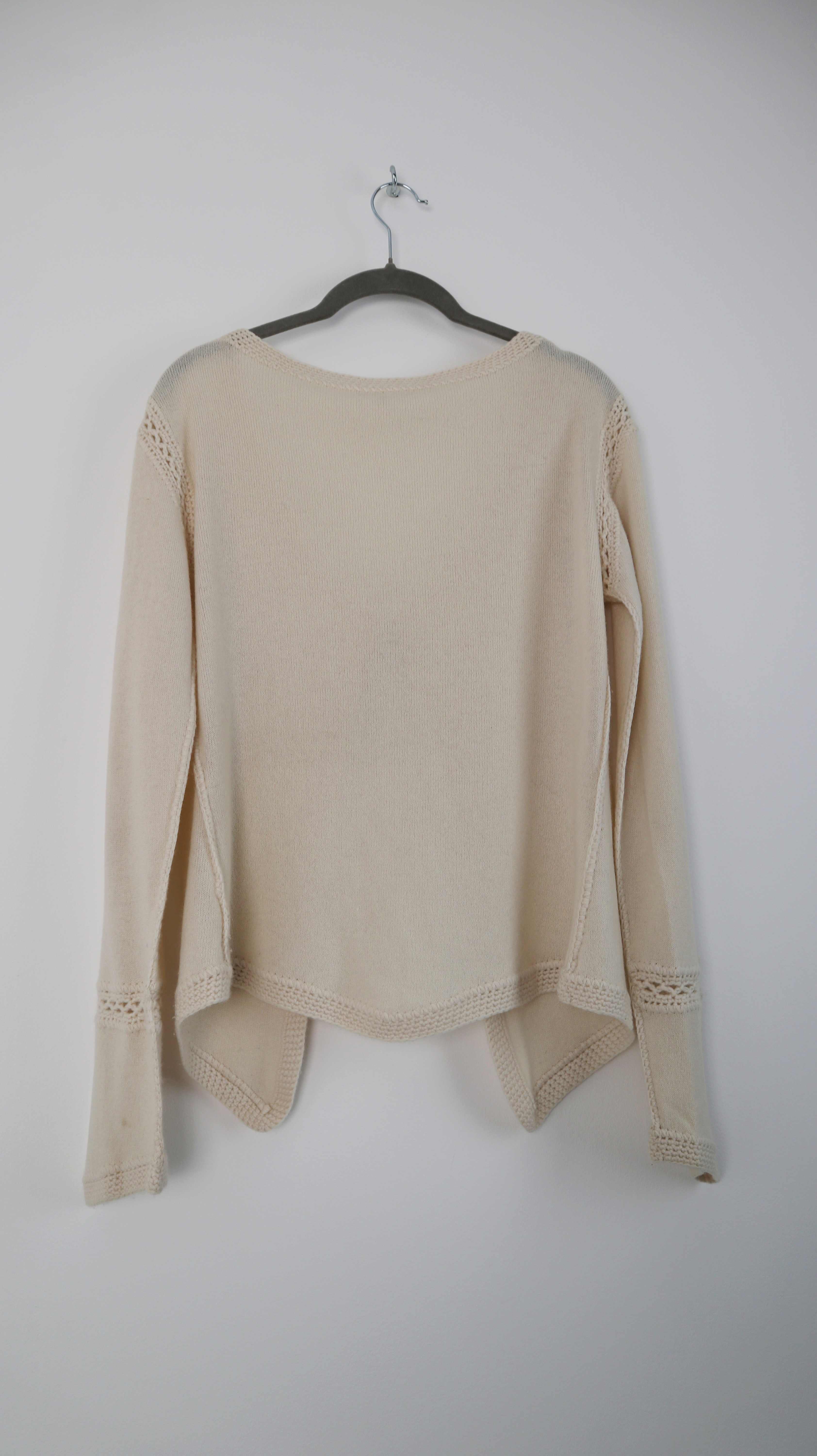 Stephan Boya Strickjacke Cardigan Creme Beige 38 M gebunden Cashmere