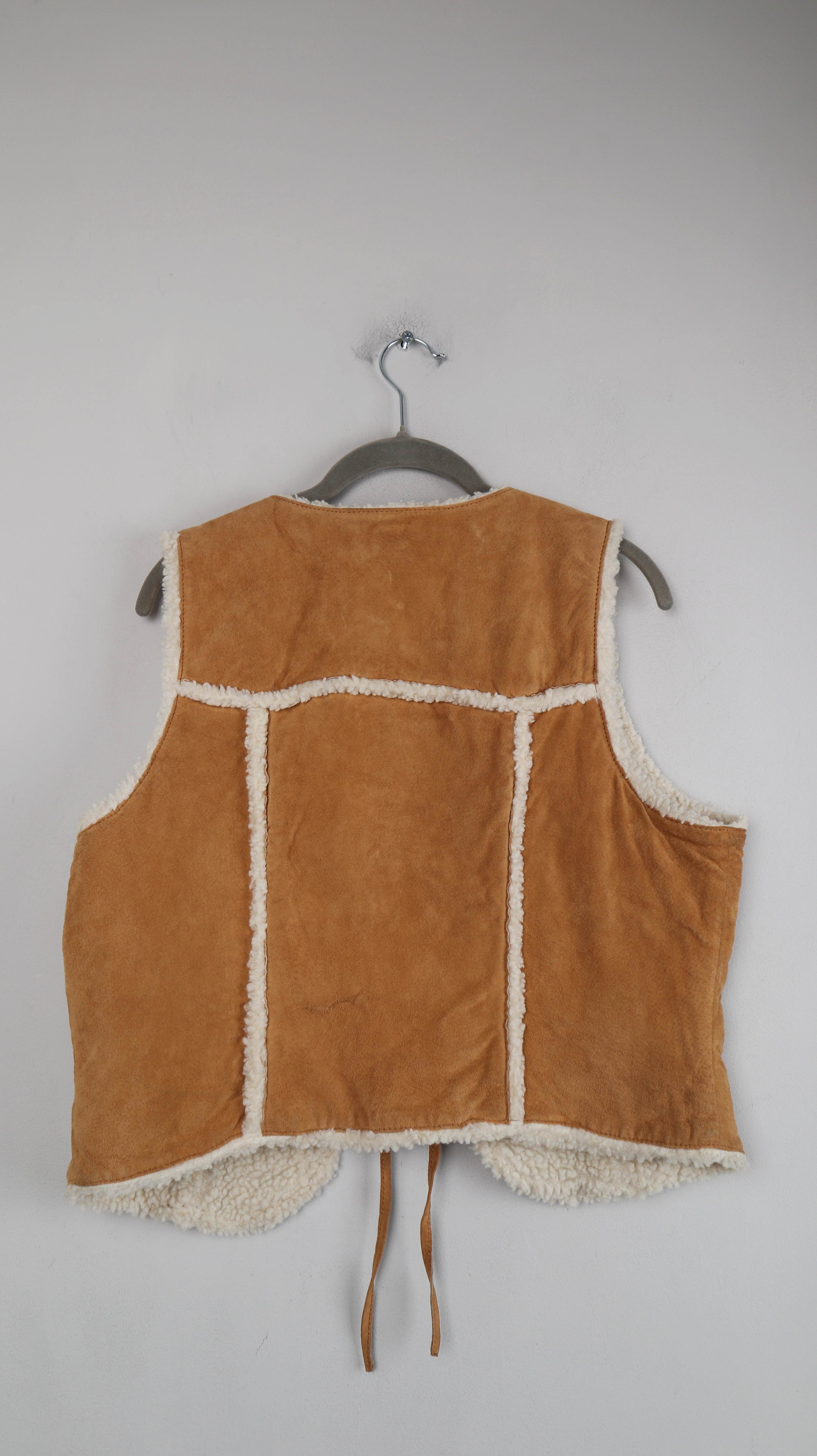 LOGG H&M Weste Braun 42 Fellweste Lederweste Leder gefüttert