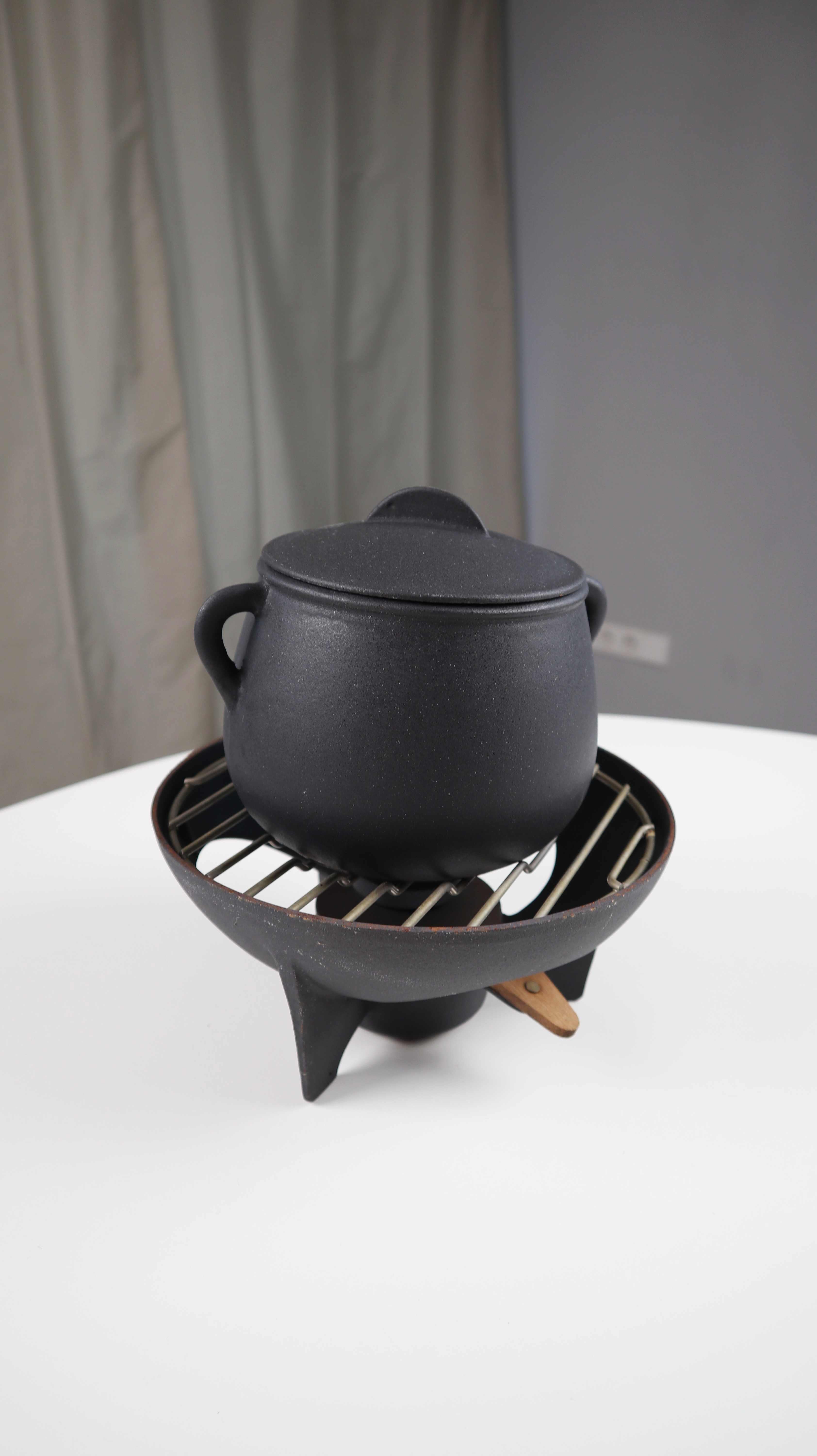 Vintage Le Creuset Fondue Set Topf Gusseisern Cousances Schwarz