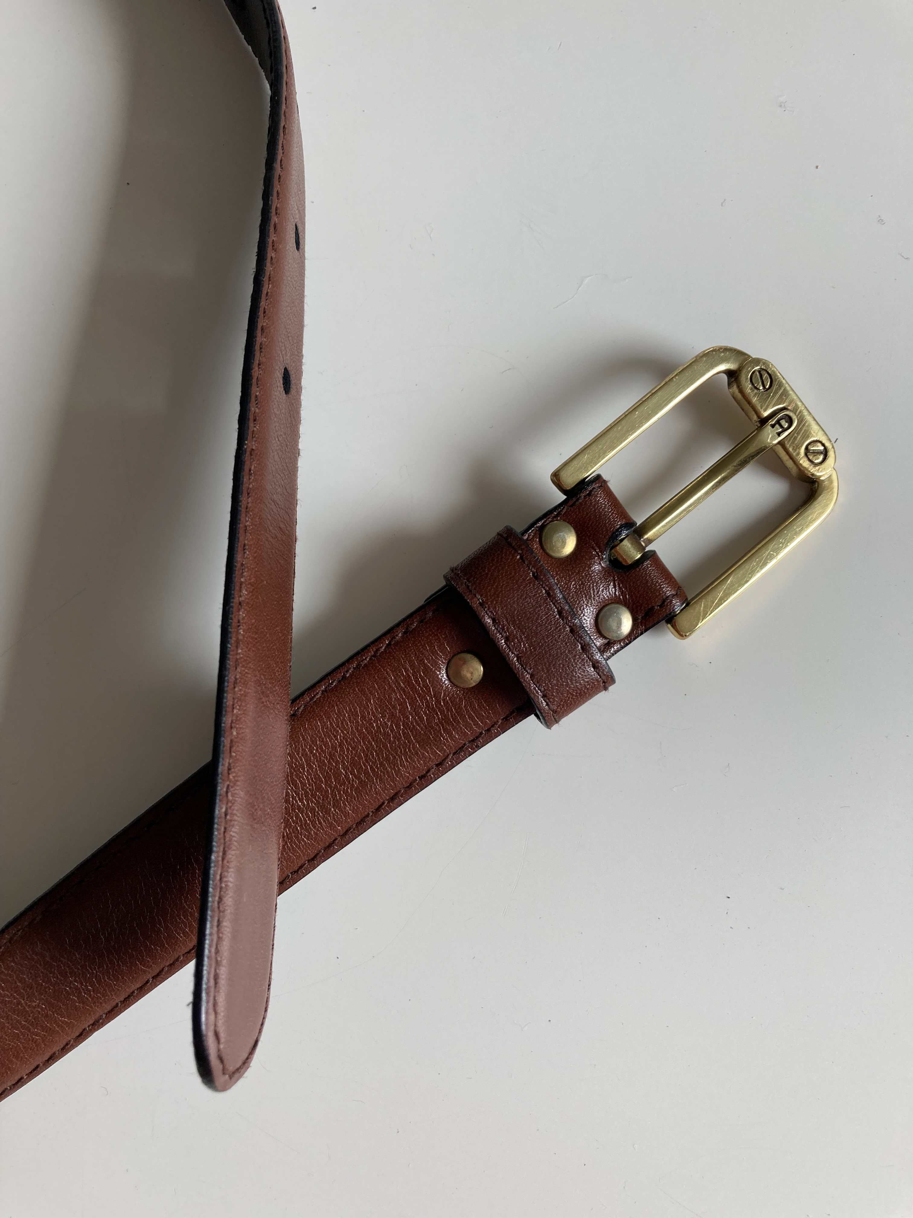 Aigner Gürtel Braun Gold dünn schmal 90