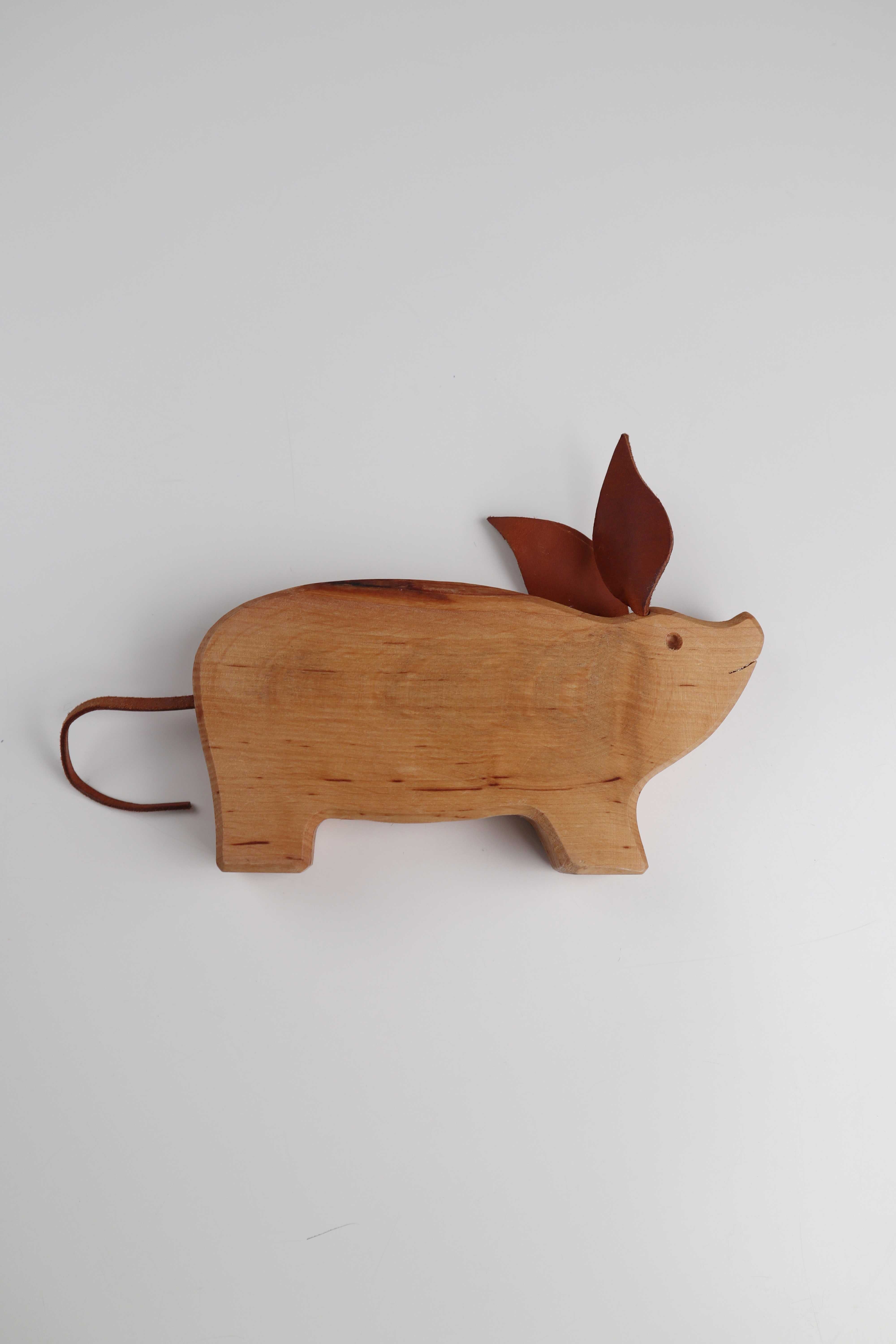Holzschwein Kerzenhalter Kerzenleuchter Lederohren Skandinavisch Dänisch