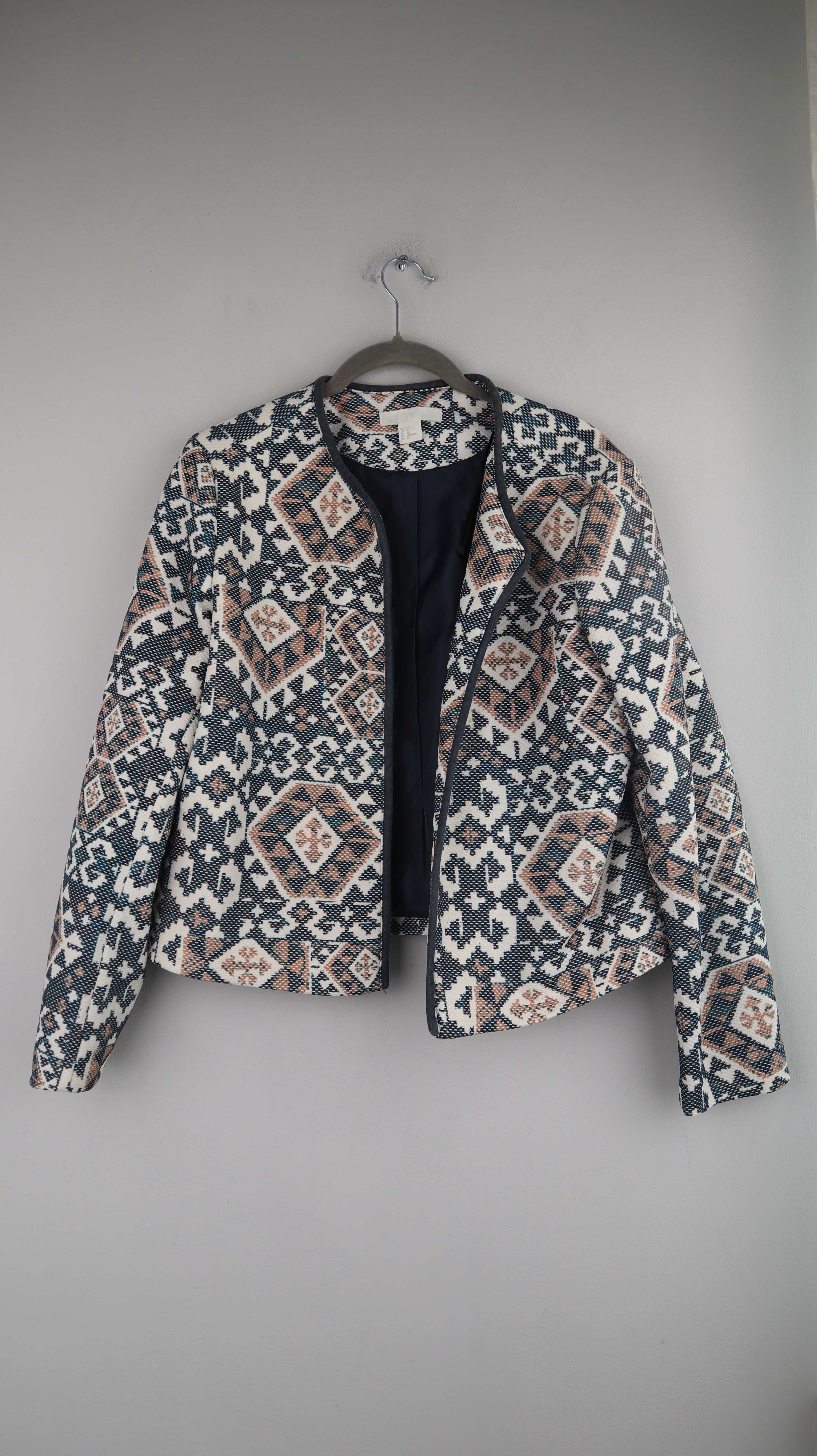 H&M Jacke Blau Blazer Muster 44 XXL Muster gemustert