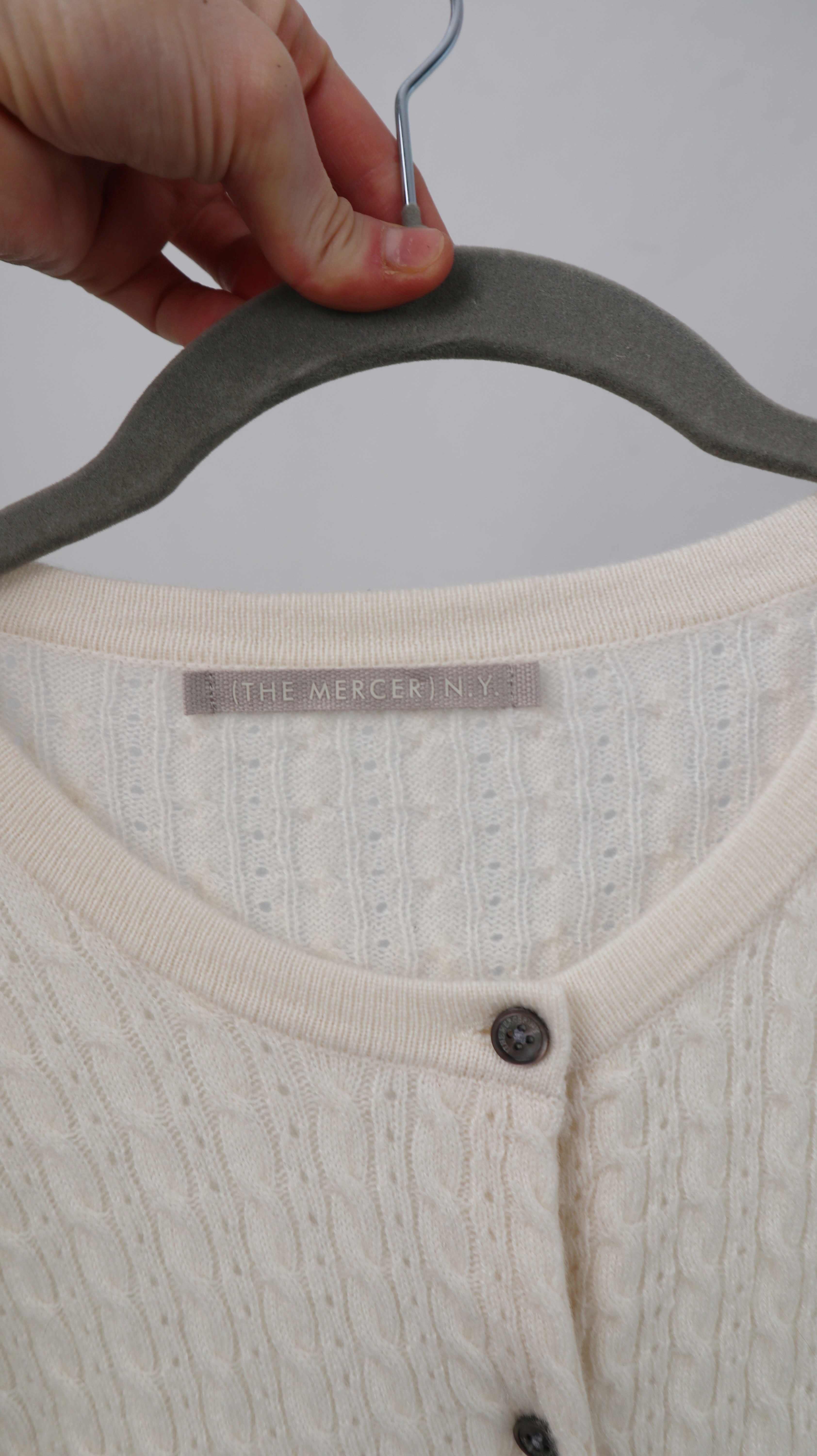 (The Mercer) N.Y. Cardigan Strickjacke Creme Cashmere Zopfmuster
