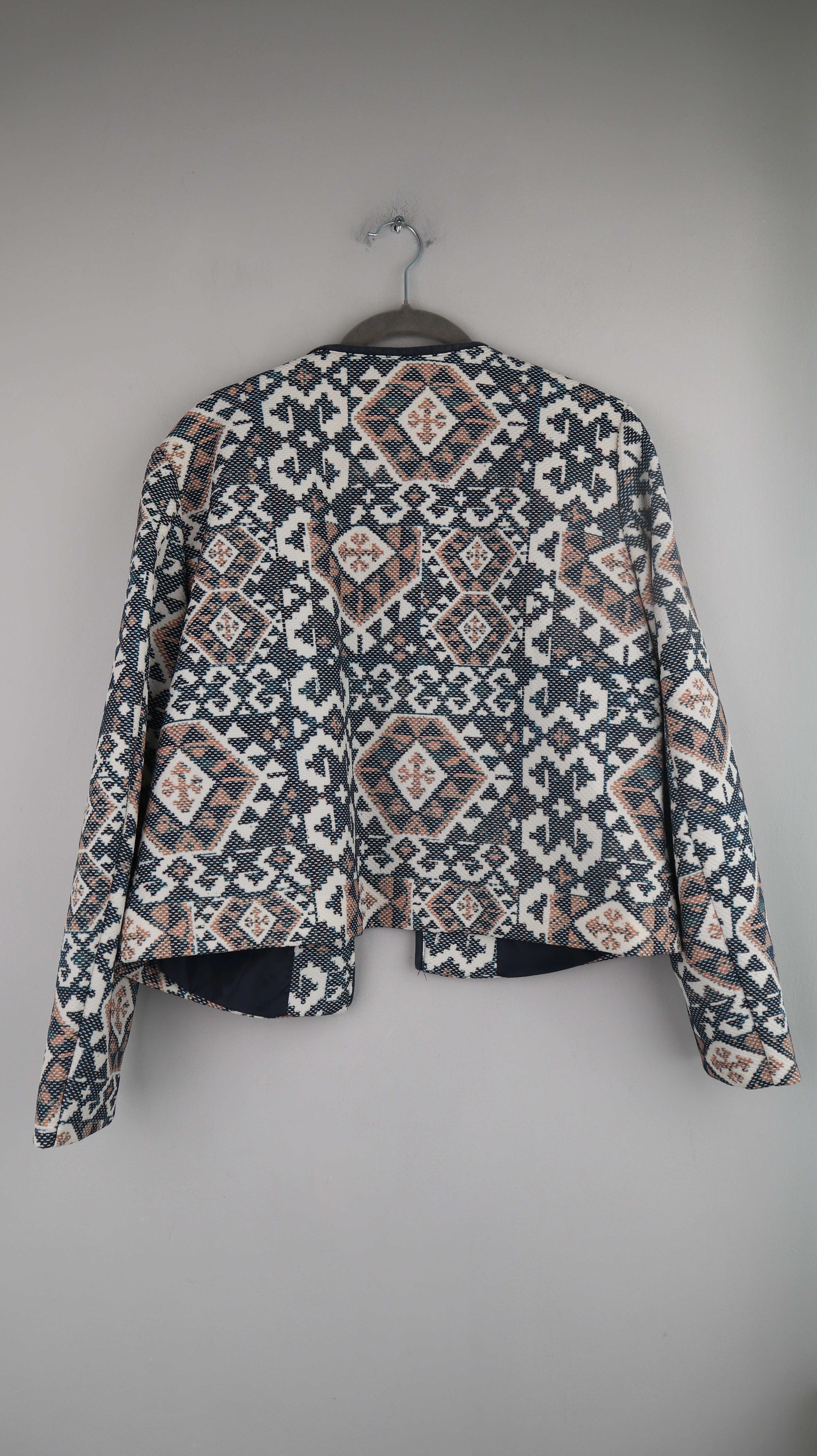 H&M Jacke Blau Blazer Muster 44 XXL Muster gemustert