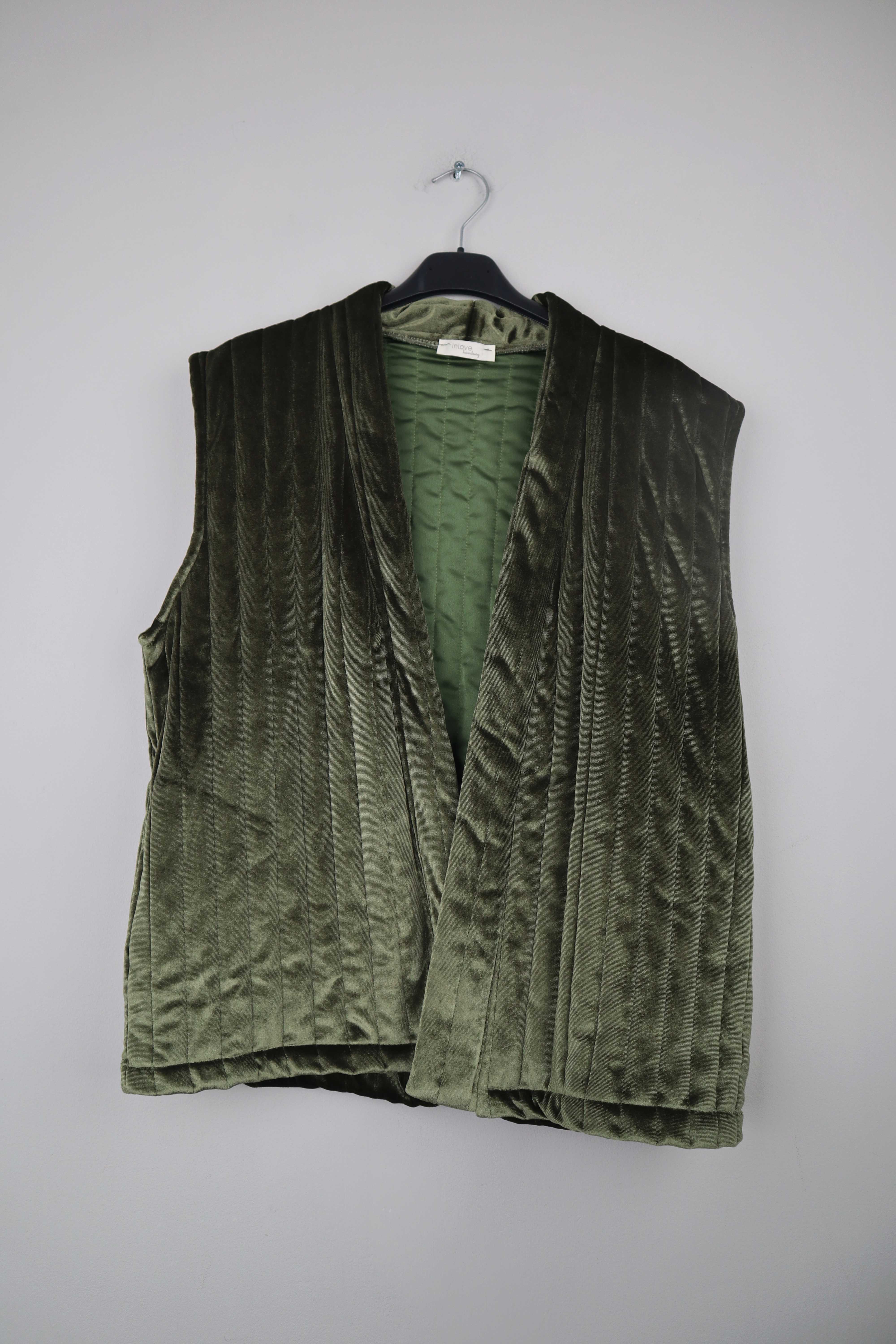 In love Weste Samt Samtweste Grün basic Oberteil einfarbig Velvet 38 M