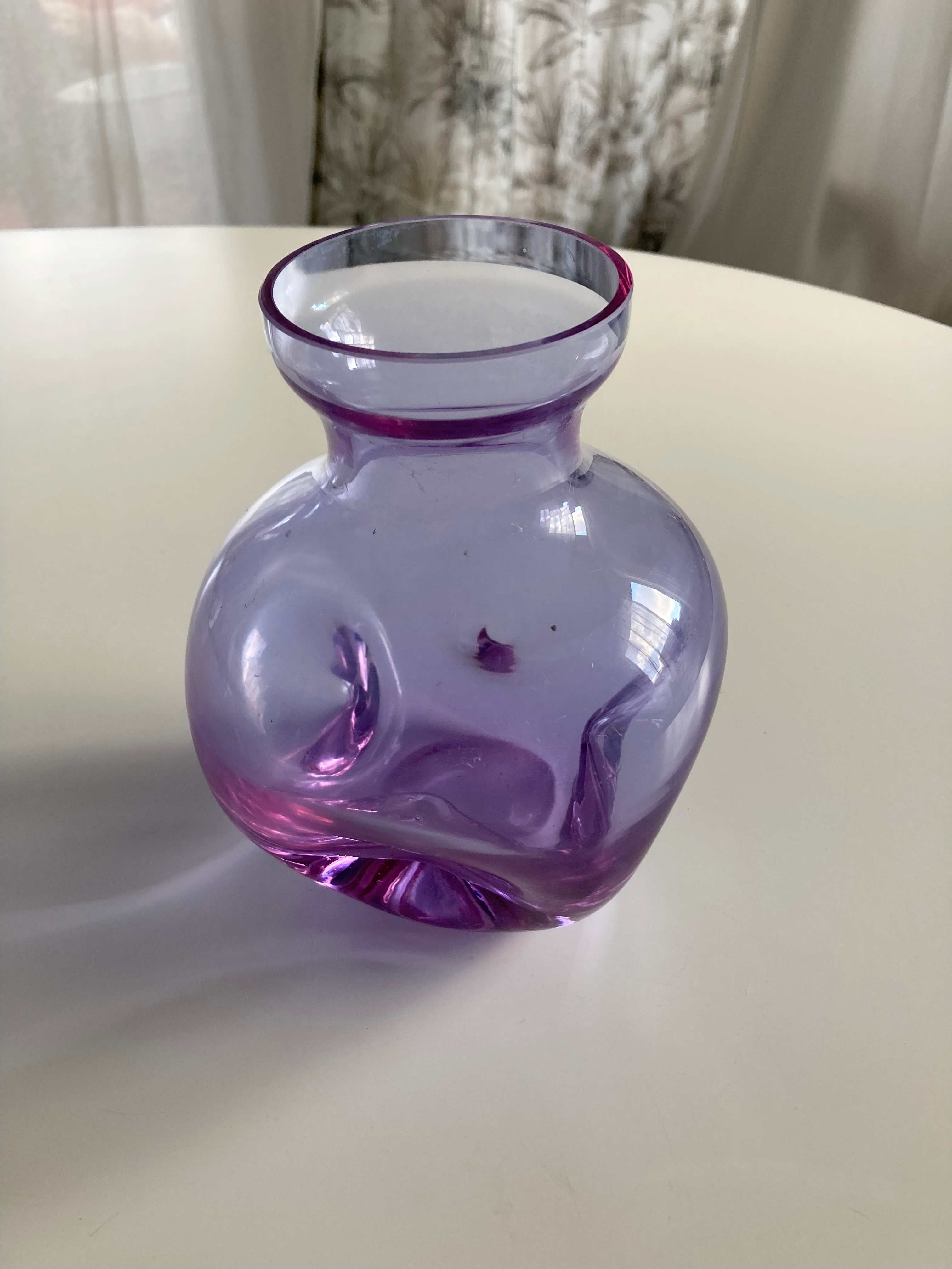 Mundgeblasene Vase 70er Lila Flieder Ingrid Glas Vase Verformung Transparent Blumenvase