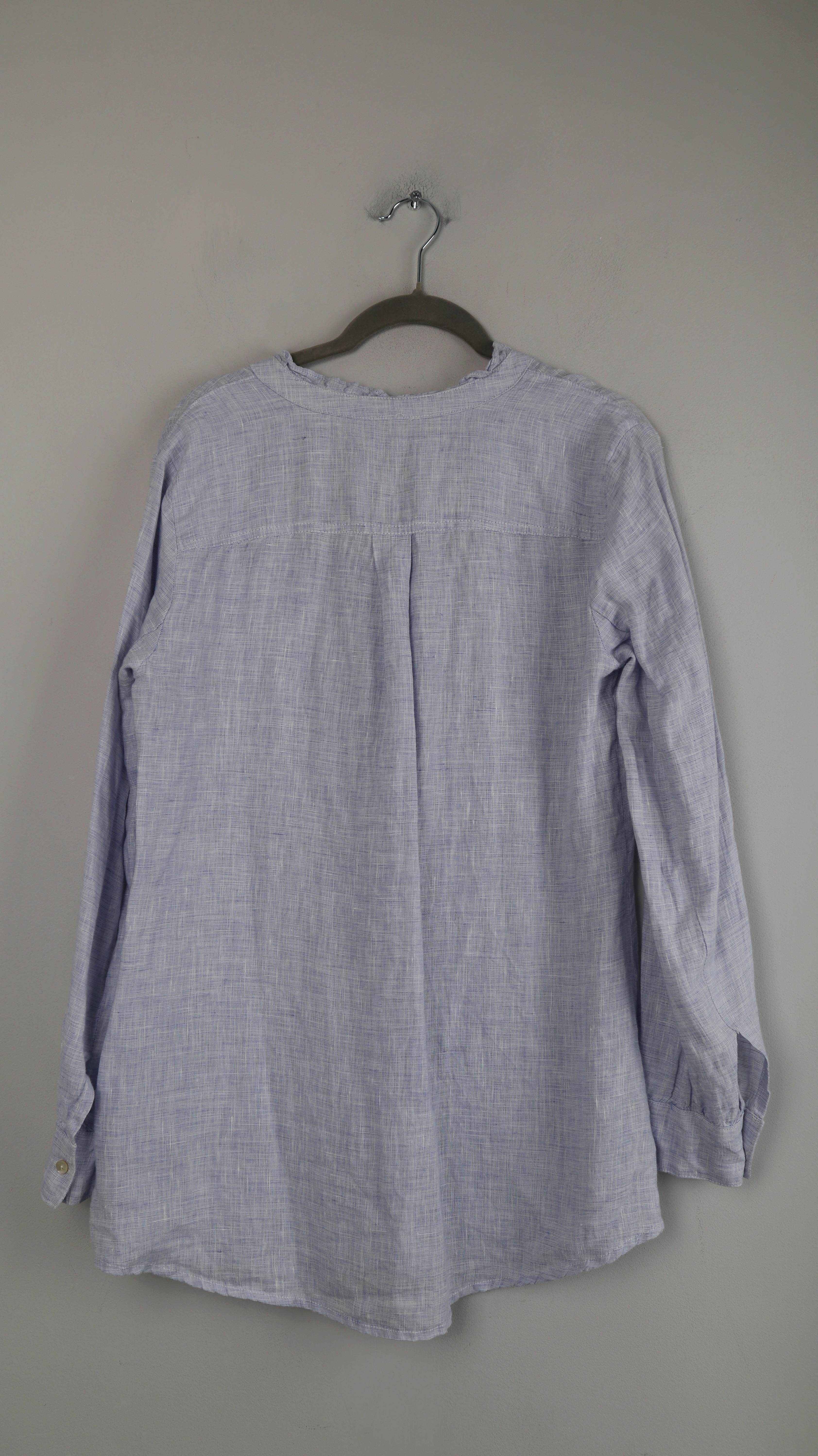 Deerberg Bluse Hellblau Blau 36 S Baumwolle Leinen Sommerbluse Hemd