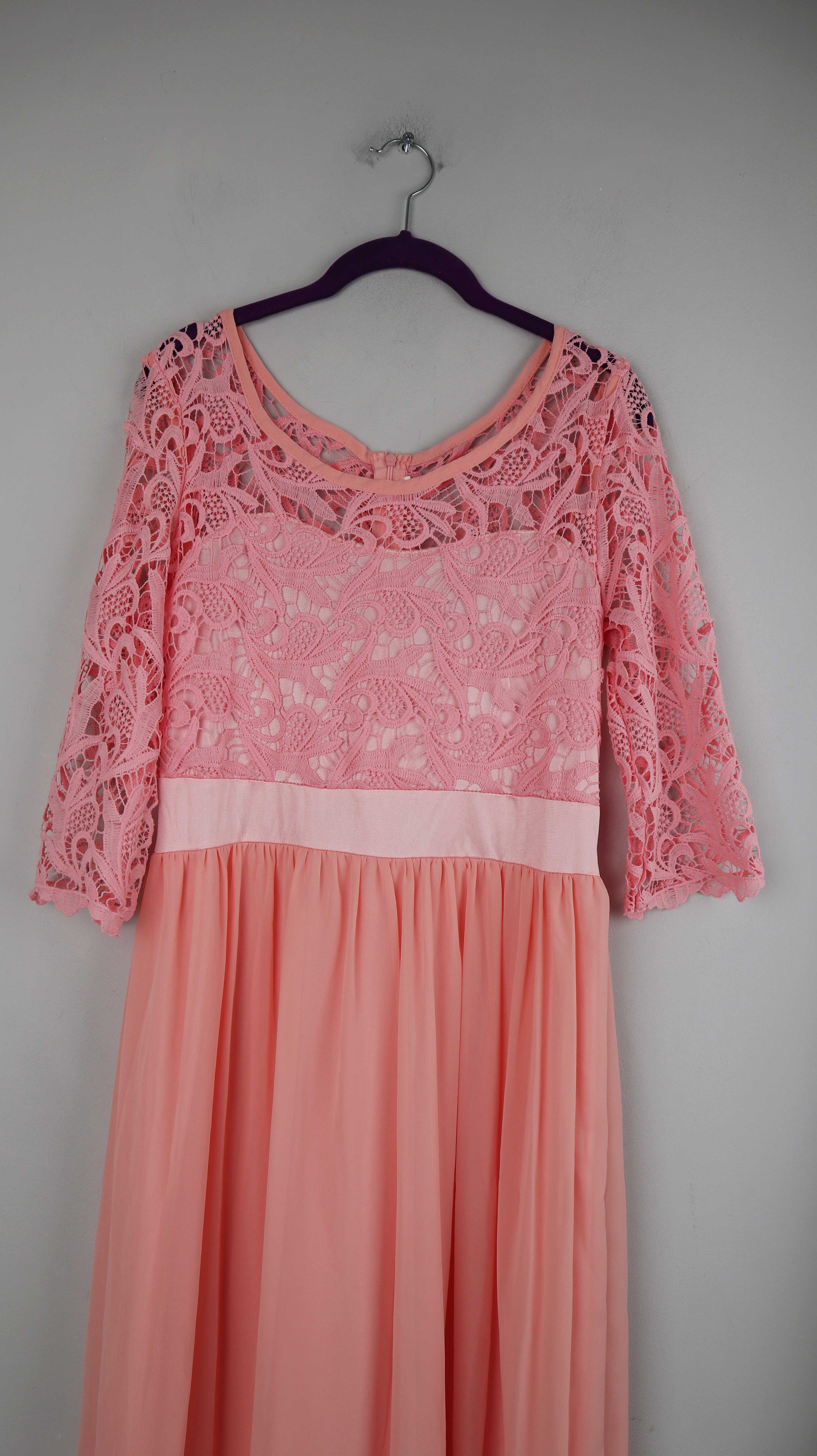 Abendkleid rosa Koralle 40 L Lang Maxikleid Abiballkleid Pink