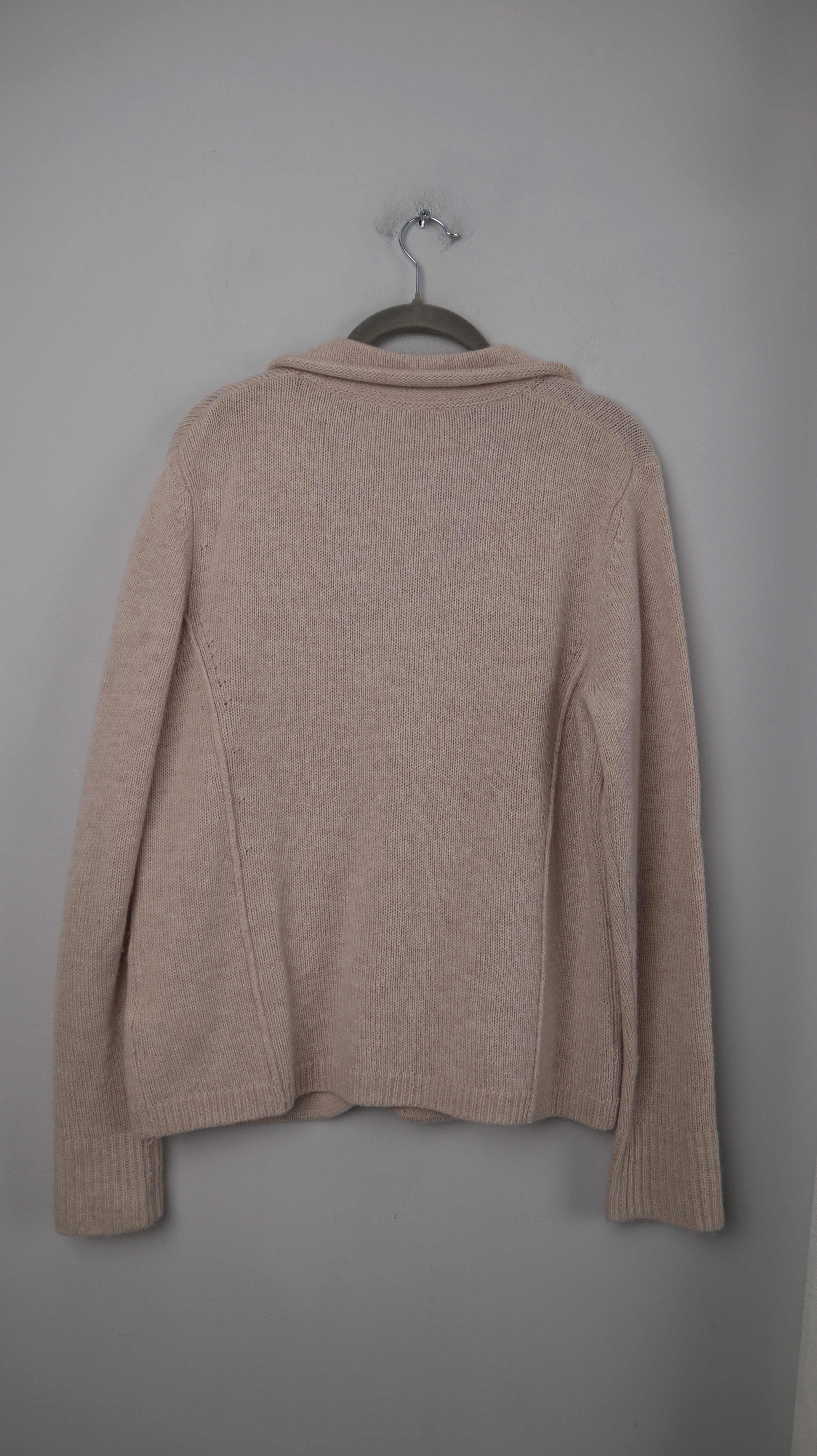 Strickjacke Beige Creme 40 L Merino Merinowolle Cardigan Blazer