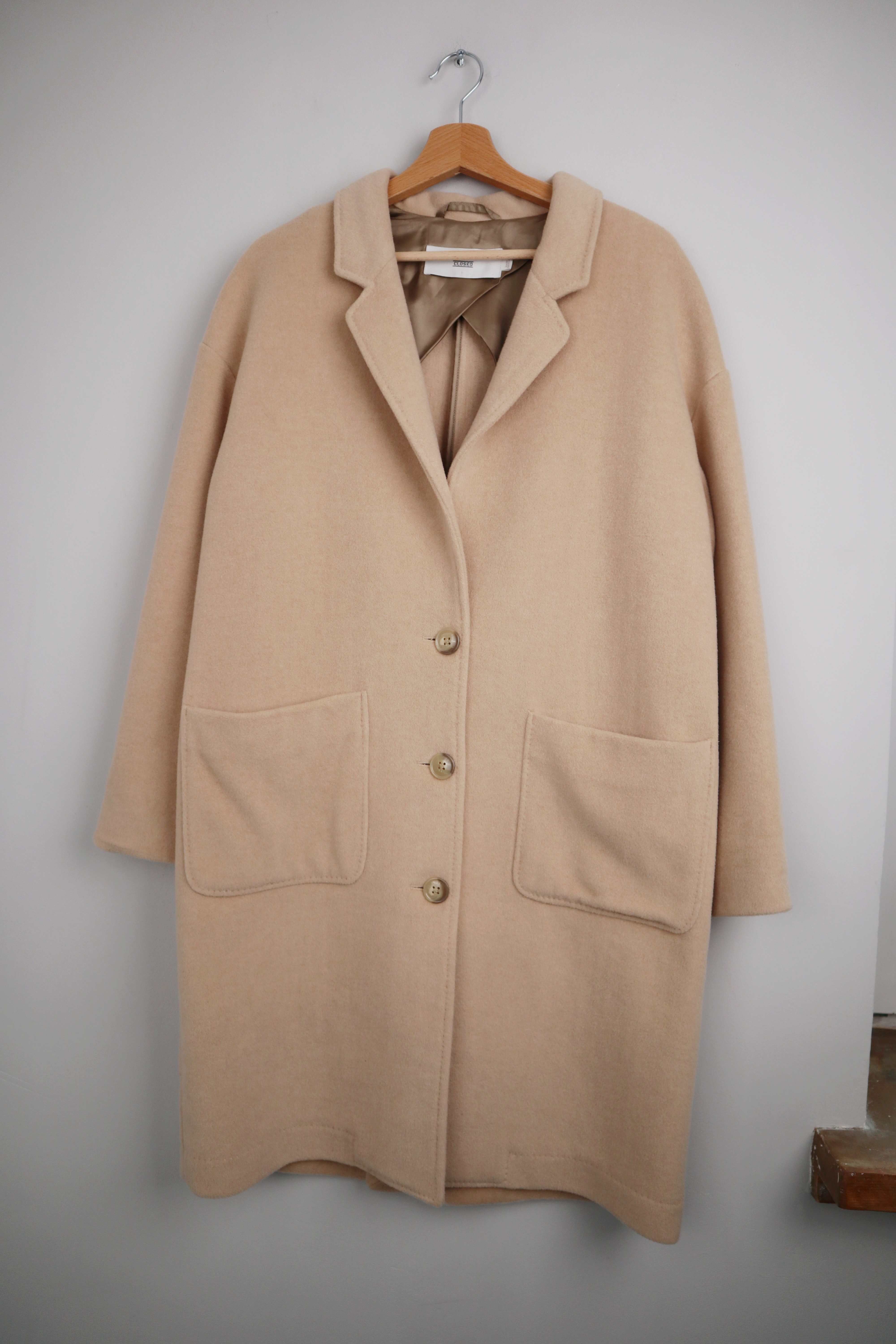 Closed Mantel Creme Wolle Cashmere Aberdeen S Jacke lang Staubmantel Wollmantel
